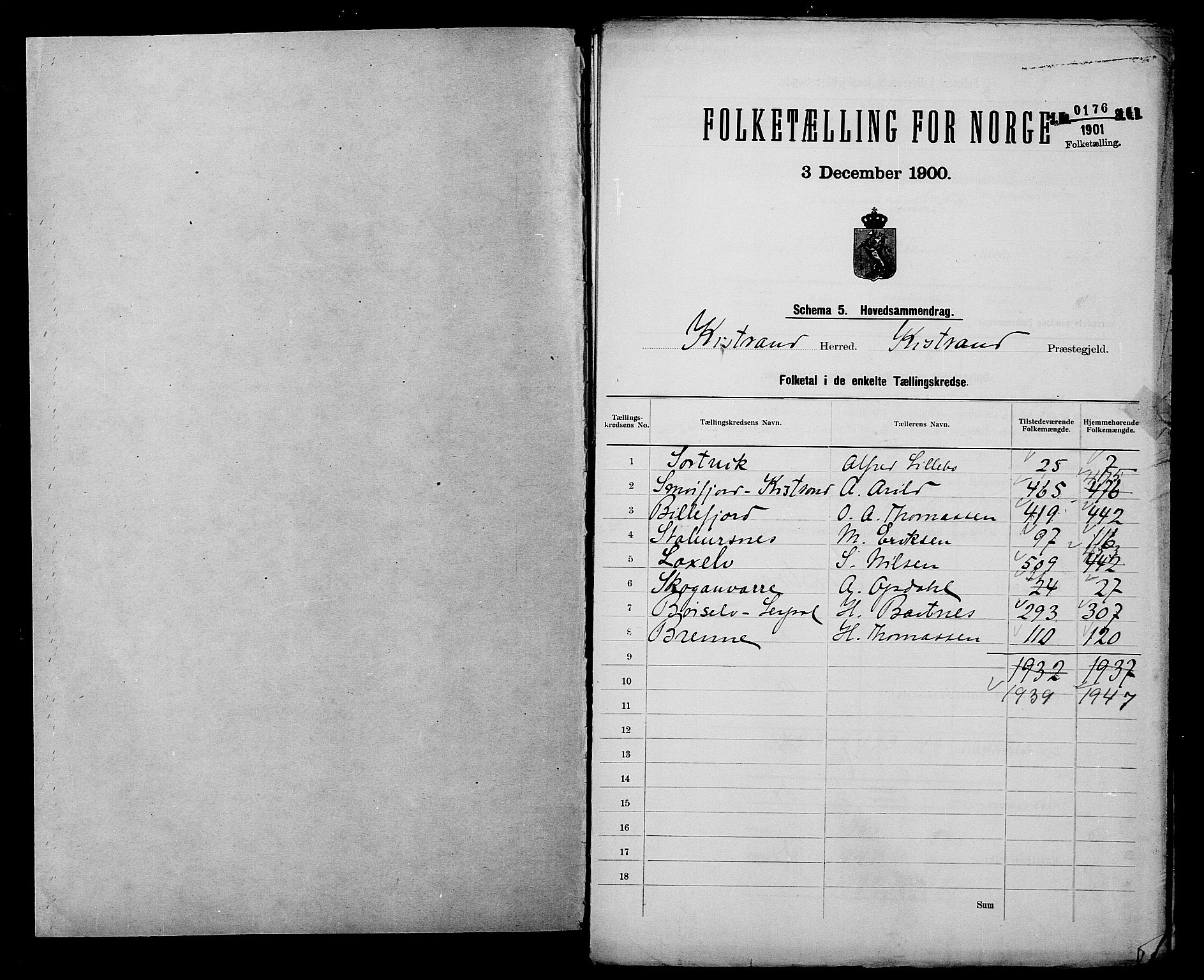 SATØ, 1900 census for Kistrand, 1900, p. 2