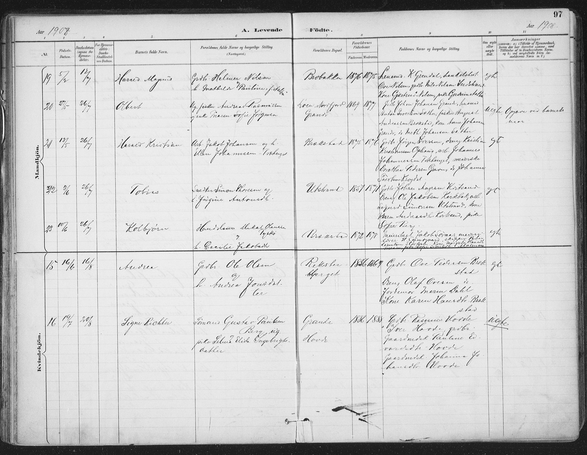 Ministerialprotokoller, klokkerbøker og fødselsregistre - Sør-Trøndelag, SAT/A-1456/659/L0743: Parish register (official) no. 659A13, 1893-1910, p. 97