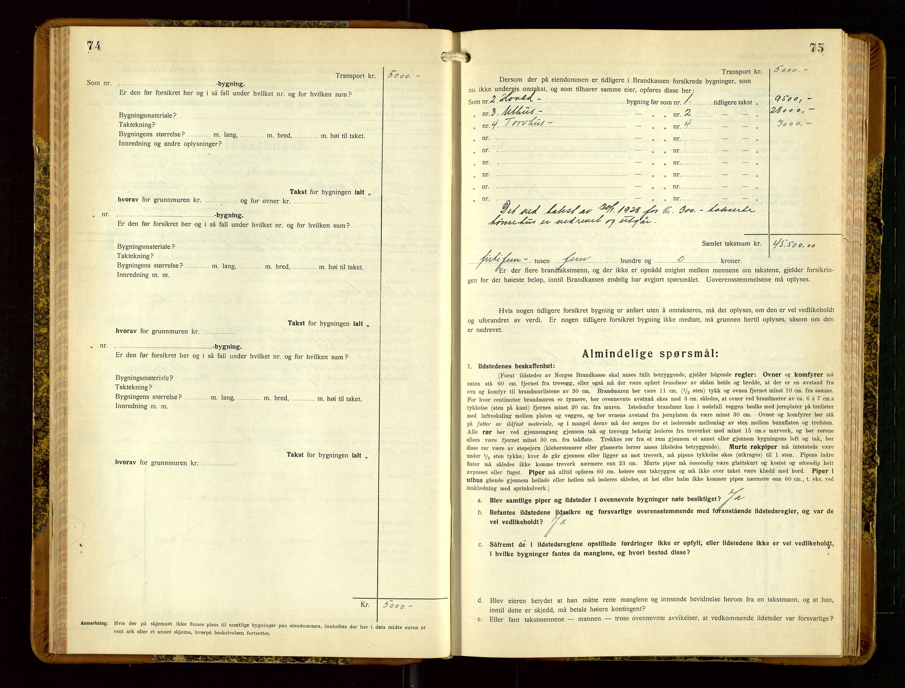 Hå lensmannskontor, AV/SAST-A-100456/Goa/L0006: Takstprotokoll (skjema), 1932-1938, p. 74-75