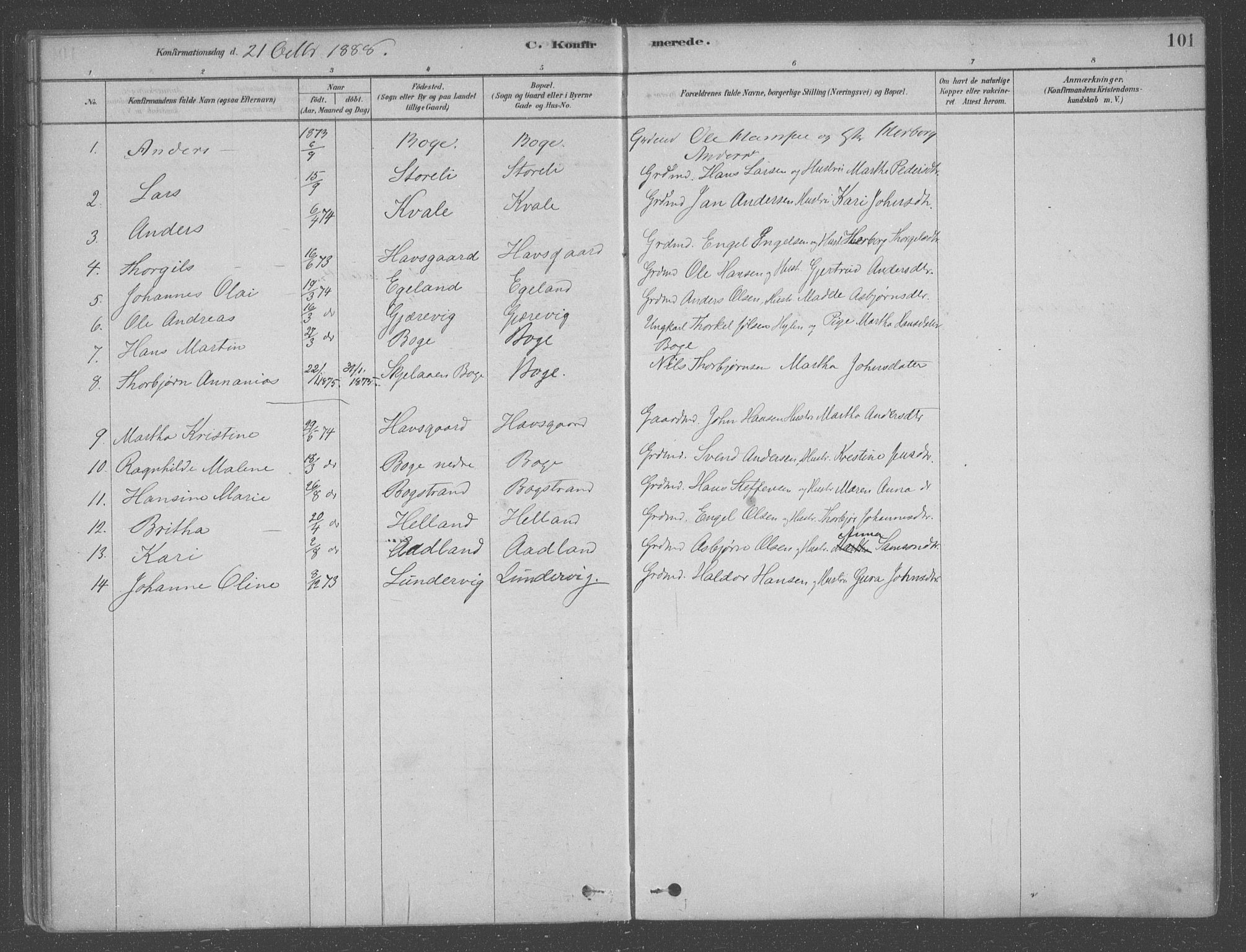 Fusa sokneprestembete, SAB/A-75401/H/Haa: Parish register (official) no. B 1, 1880-1938, p. 101