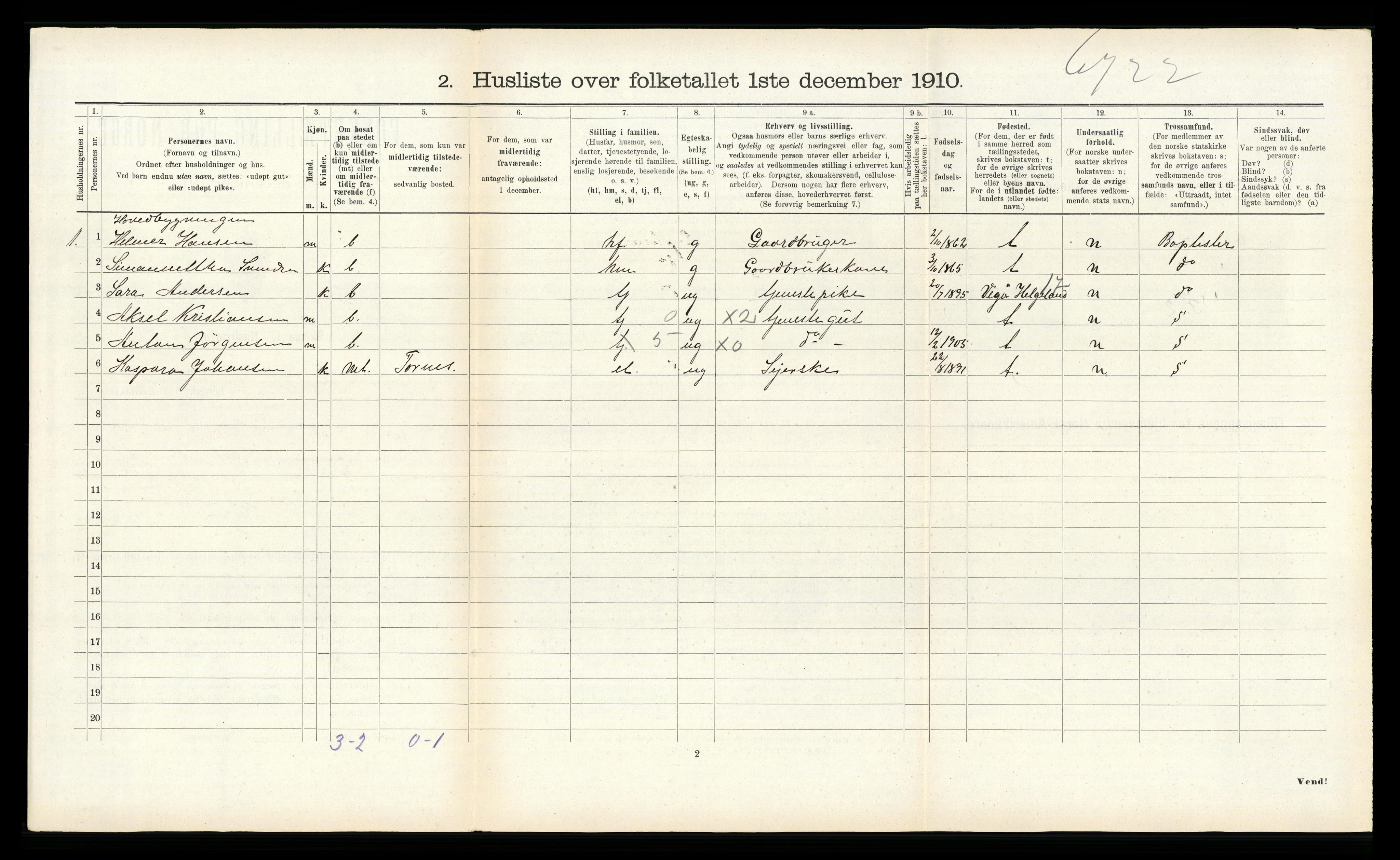 RA, 1910 census for Vikna, 1910, p. 556