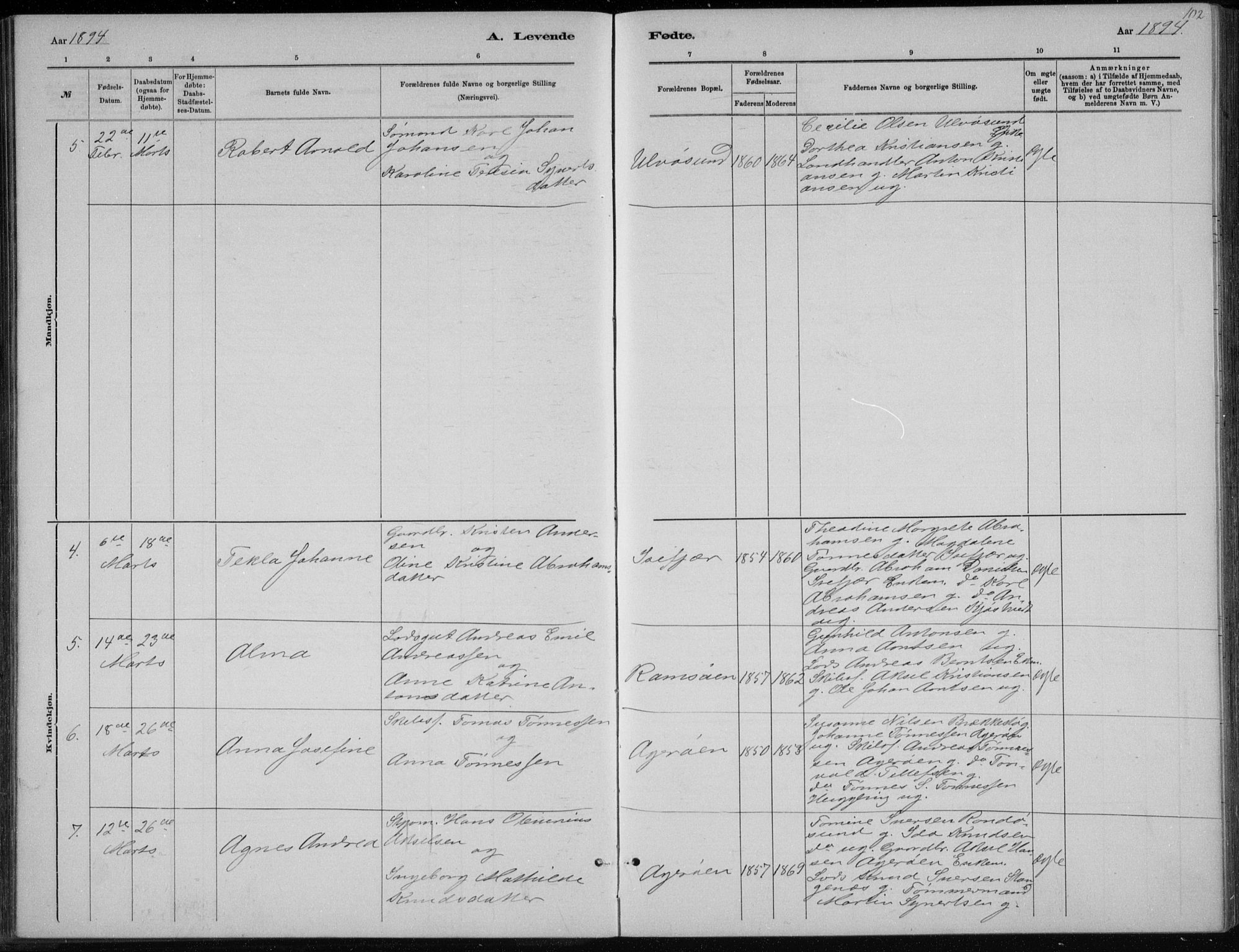 Høvåg sokneprestkontor, SAK/1111-0025/F/Fb/L0004: Parish register (copy) no. B 4, 1883-1898, p. 102