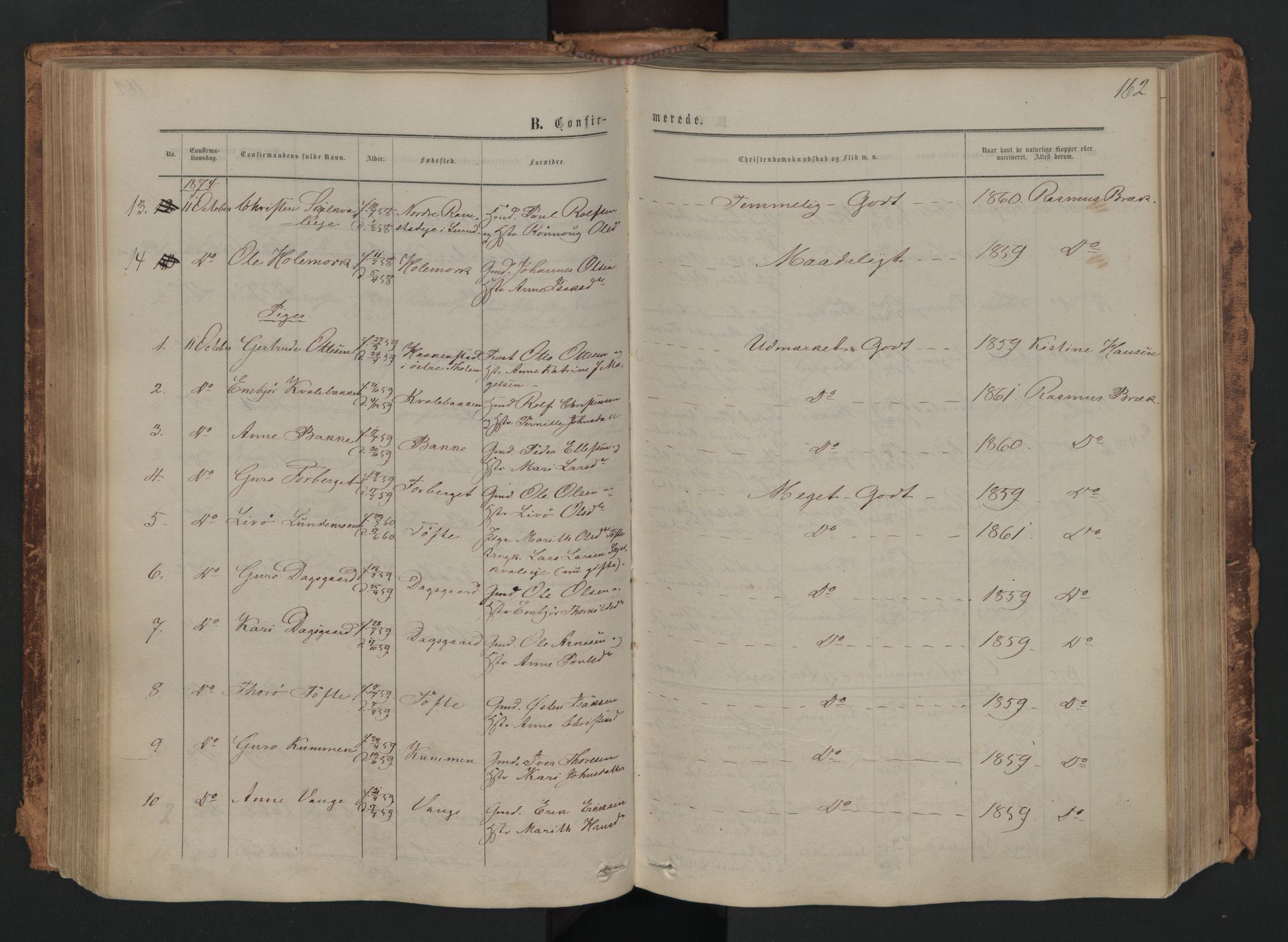 Skjåk prestekontor, SAH/PREST-072/H/Ha/Haa/L0001: Parish register (official) no. 1, 1863-1879, p. 162