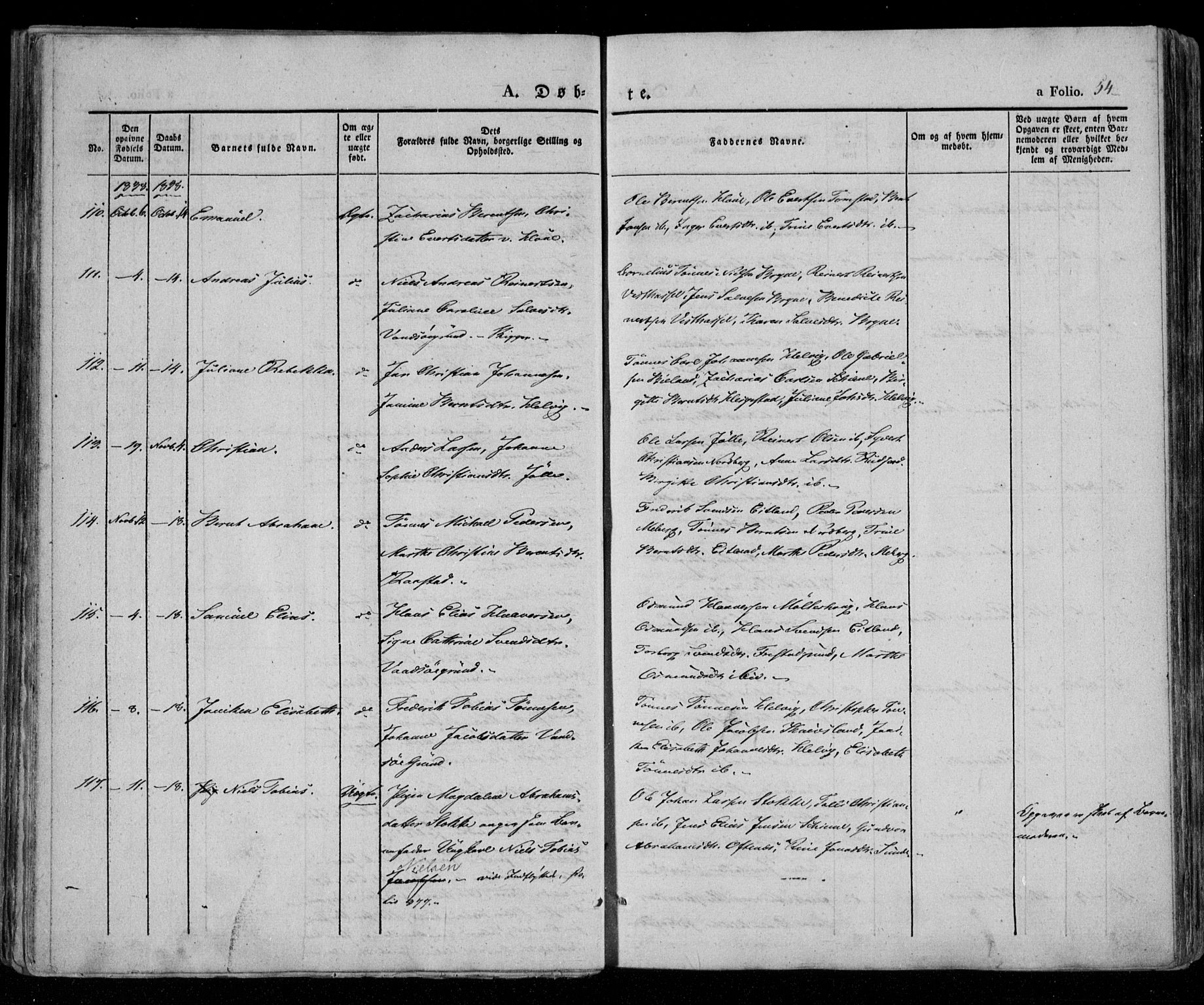 Lista sokneprestkontor, AV/SAK-1111-0027/F/Fa/L0009: Parish register (official) no. A 9, 1835-1846, p. 54