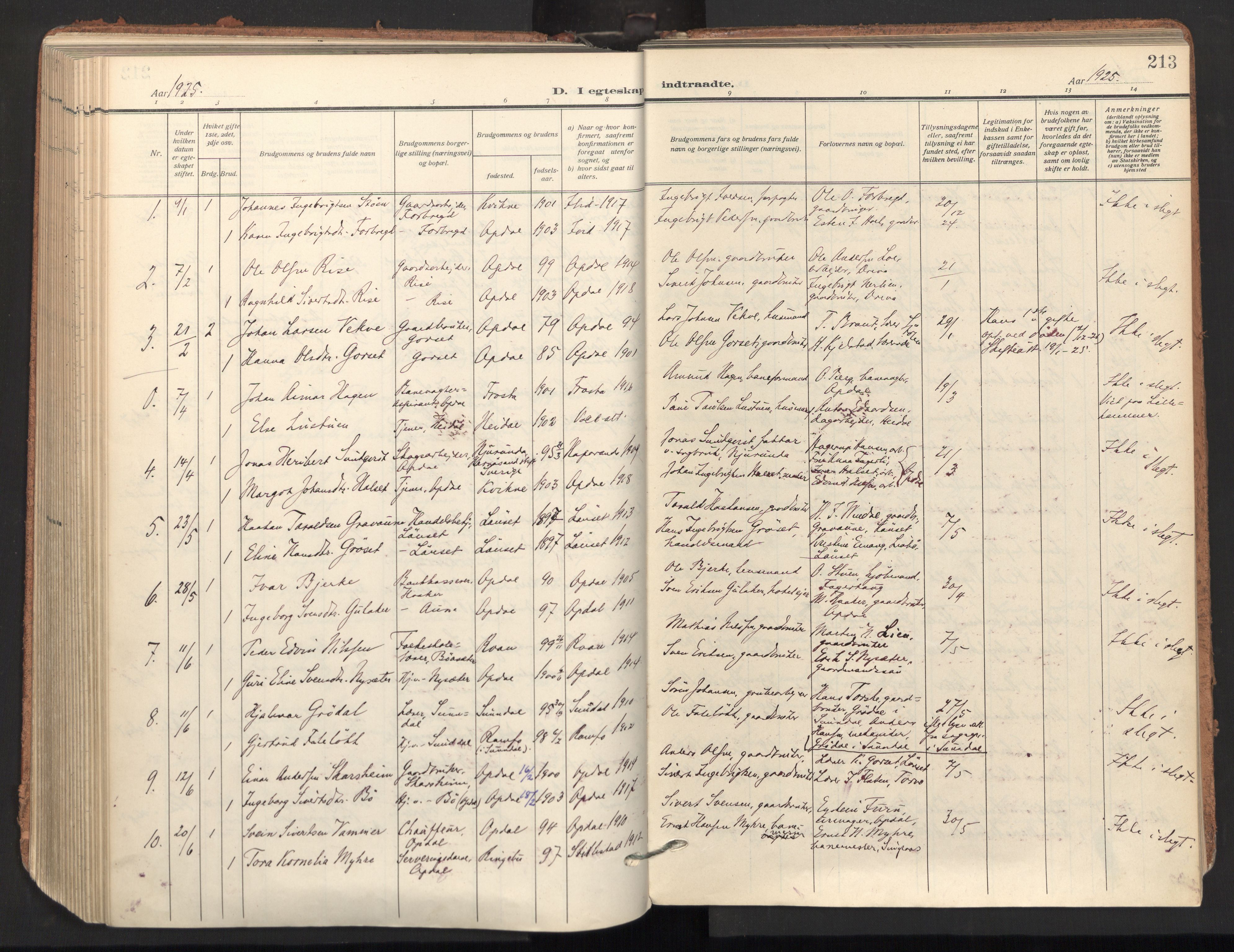 Ministerialprotokoller, klokkerbøker og fødselsregistre - Sør-Trøndelag, AV/SAT-A-1456/678/L0909: Parish register (official) no. 678A17, 1912-1930, p. 213