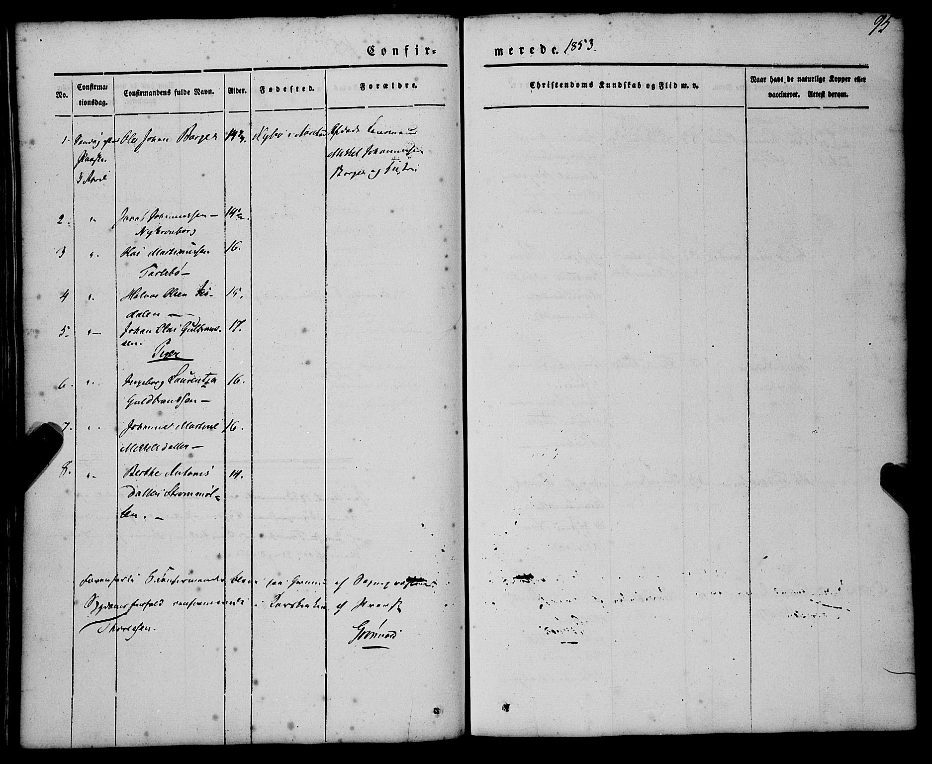 St. Jørgens hospital og Årstad sokneprestembete, AV/SAB-A-99934: Parish register (official) no. A 4, 1844-1863, p. 95