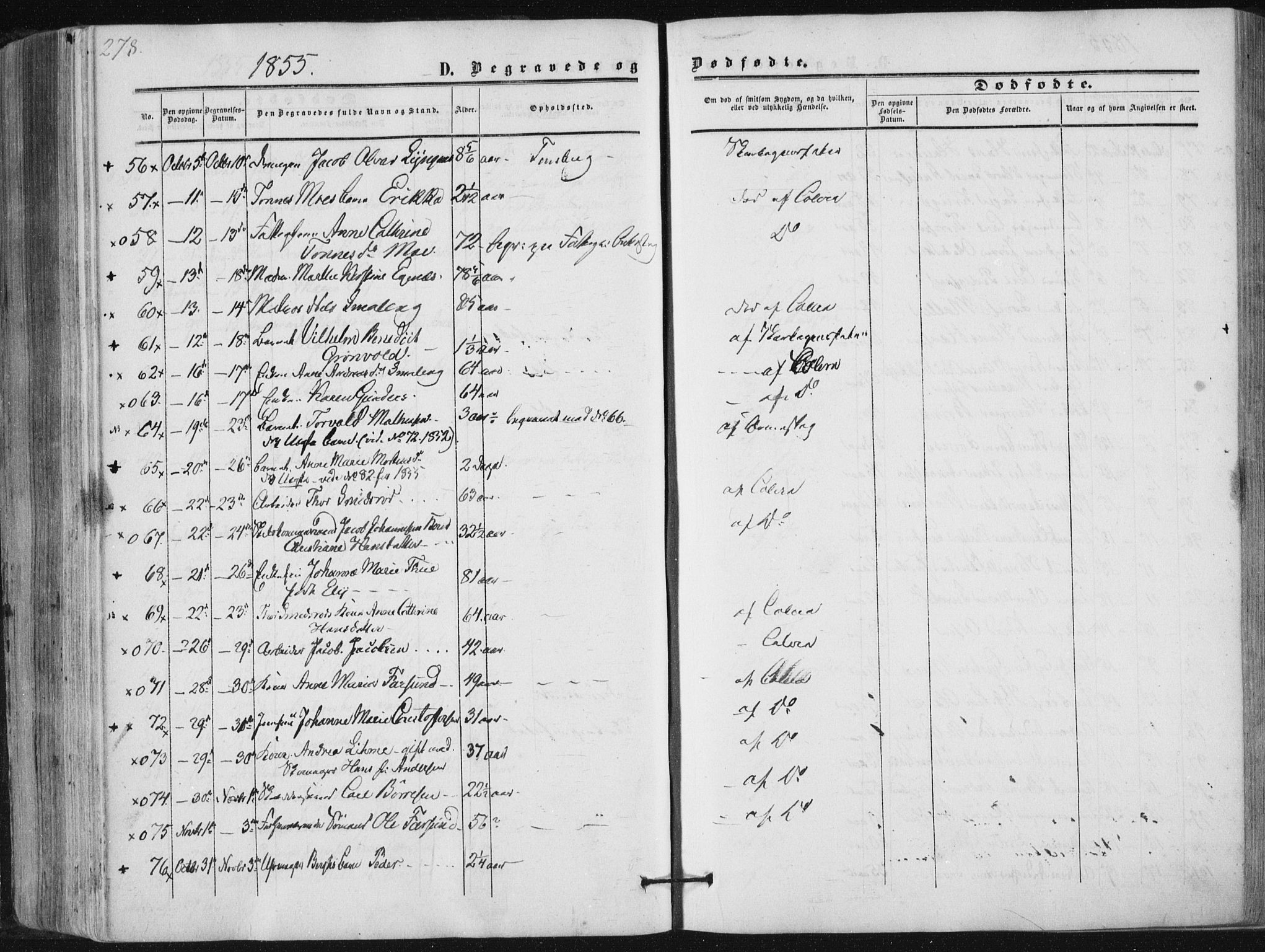 Tønsberg kirkebøker, AV/SAKO-A-330/F/Fa/L0008: Parish register (official) no. I 8, 1855-1864, p. 278