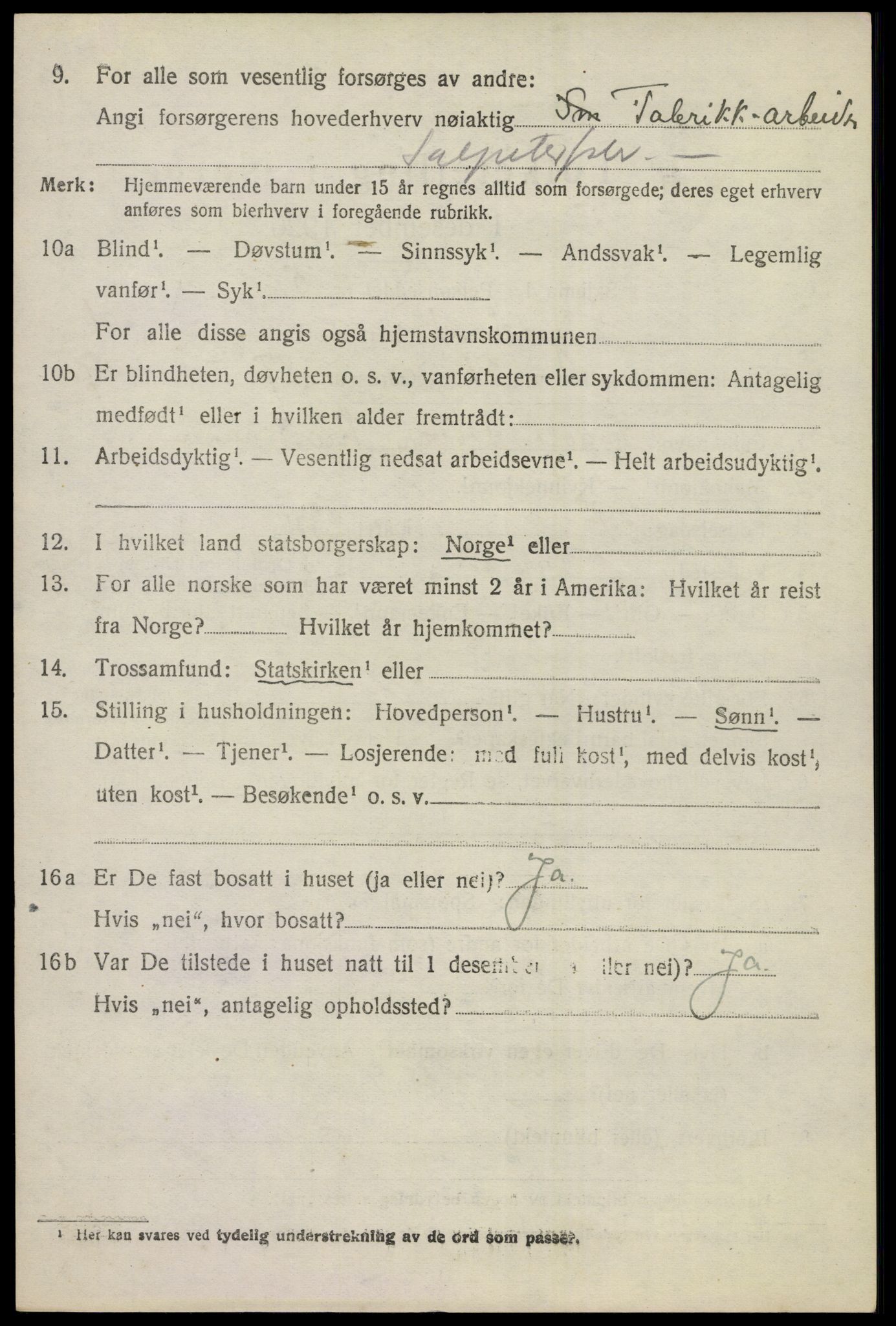 SAKO, 1920 census for Tyristrand, 1920, p. 1245