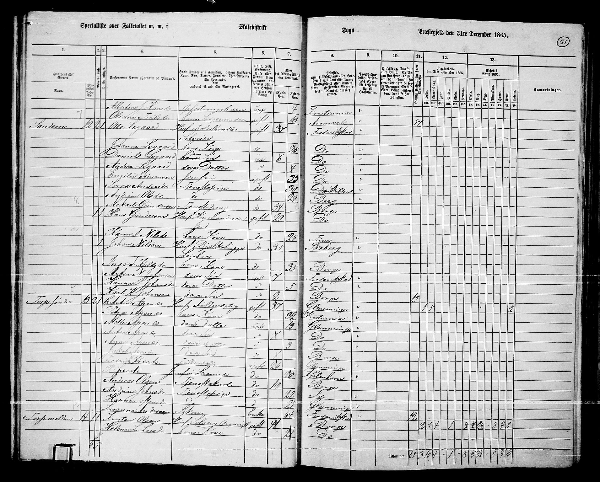 RA, 1865 census for Borge, 1865, p. 49