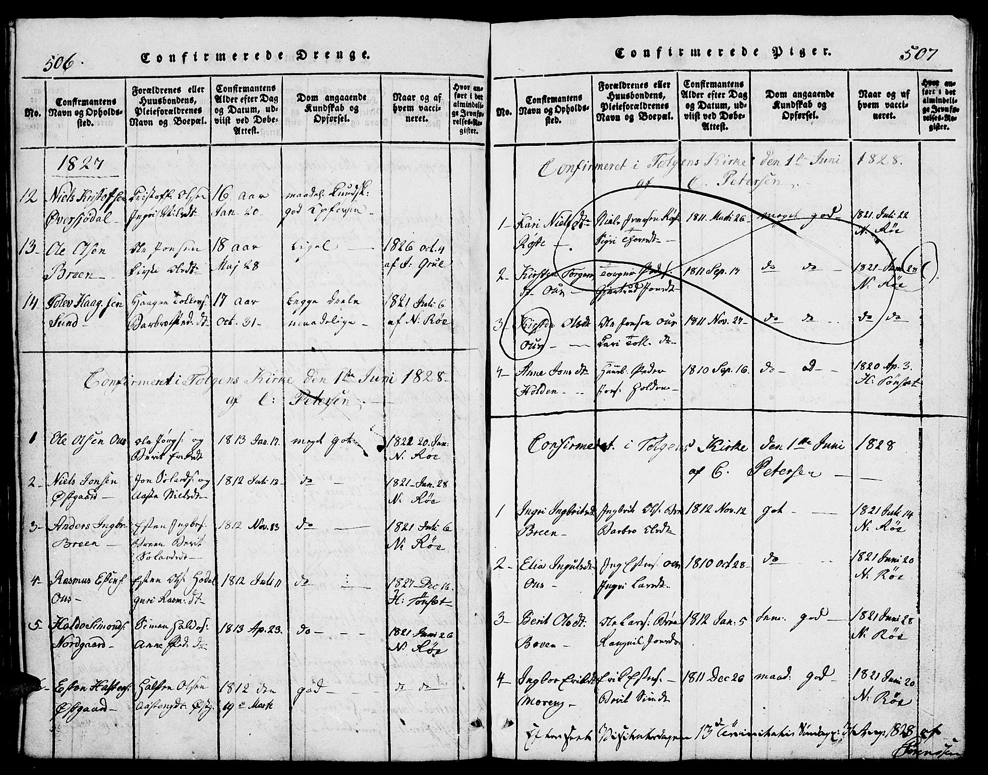 Tolga prestekontor, AV/SAH-PREST-062/L/L0002: Parish register (copy) no. 2, 1815-1844, p. 506-507