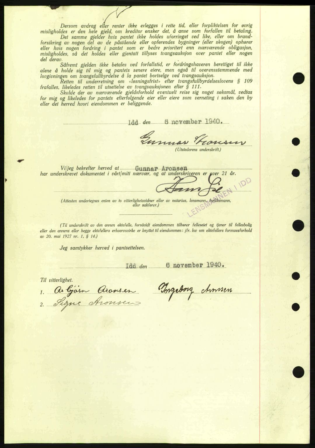 Idd og Marker sorenskriveri, AV/SAO-A-10283/G/Gb/Gbc/L0002: Mortgage book no. B4-9a, 1939-1945, Diary no: : 1097/1940