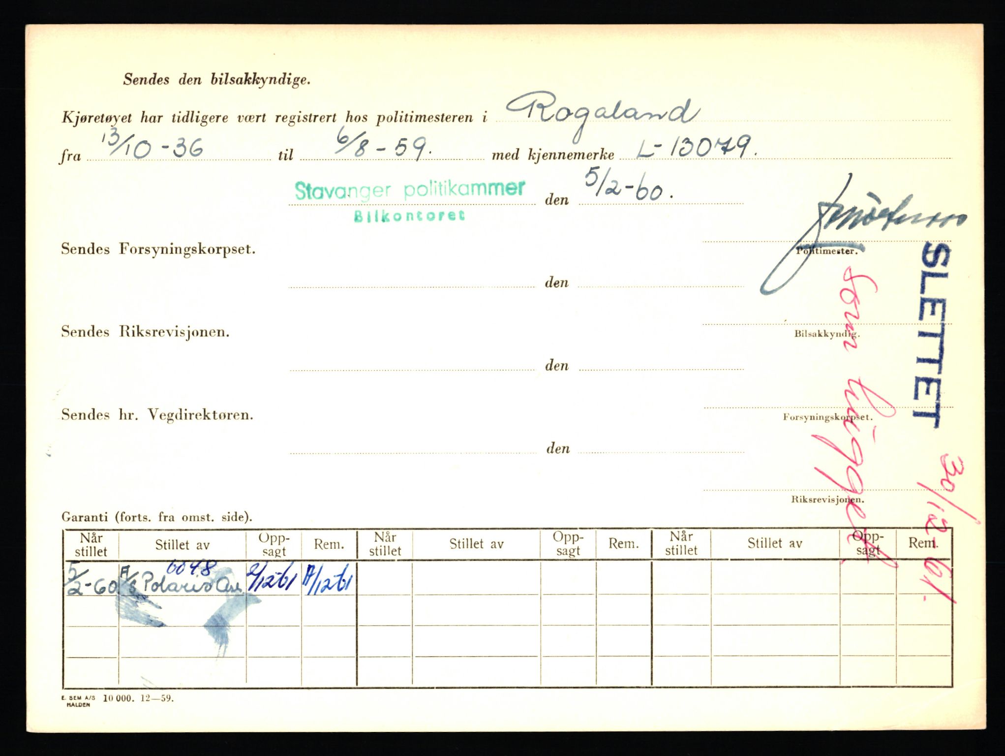 Stavanger trafikkstasjon, AV/SAST-A-101942/0/F/L0013: L-4700 - L-5079, 1930-1971, p. 52