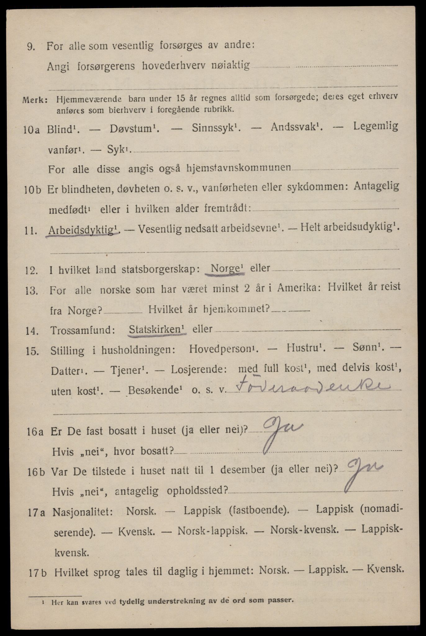 SAT, 1920 census for Flakstad, 1920, p. 1222