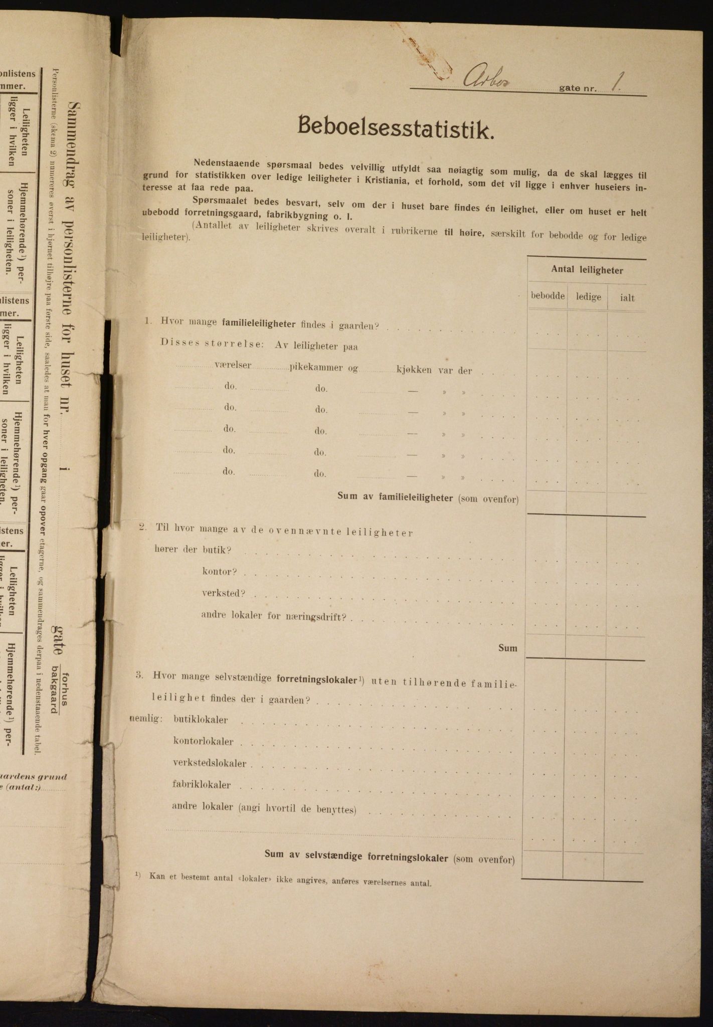 OBA, Municipal Census 1910 for Kristiania, 1910, p. 1574