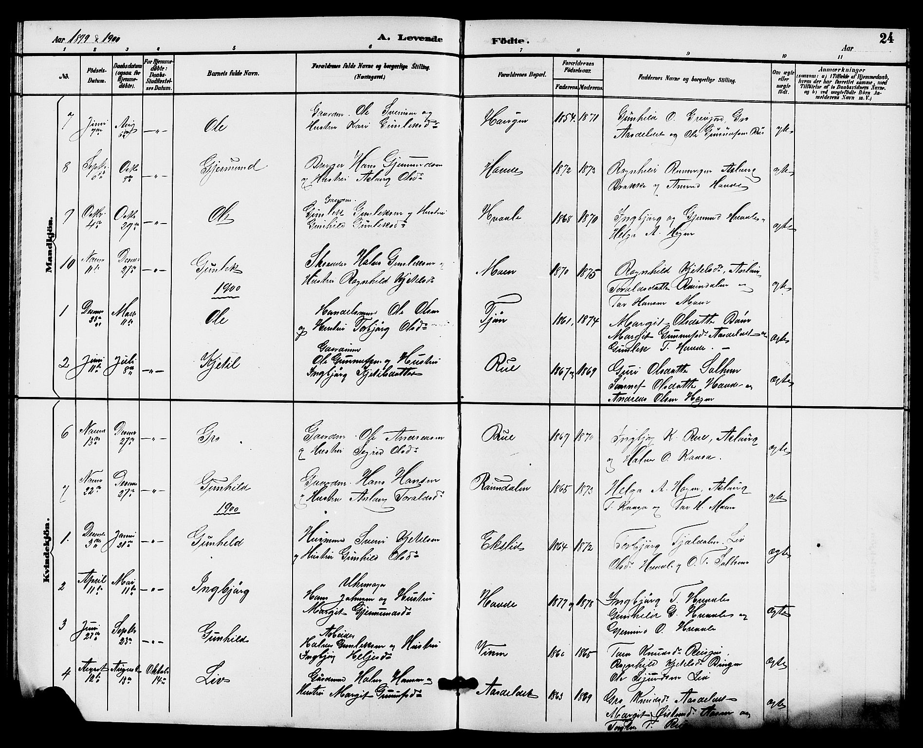 Hjartdal kirkebøker, SAKO/A-270/G/Gc/L0003: Parish register (copy) no. III 3, 1890-1907, p. 24