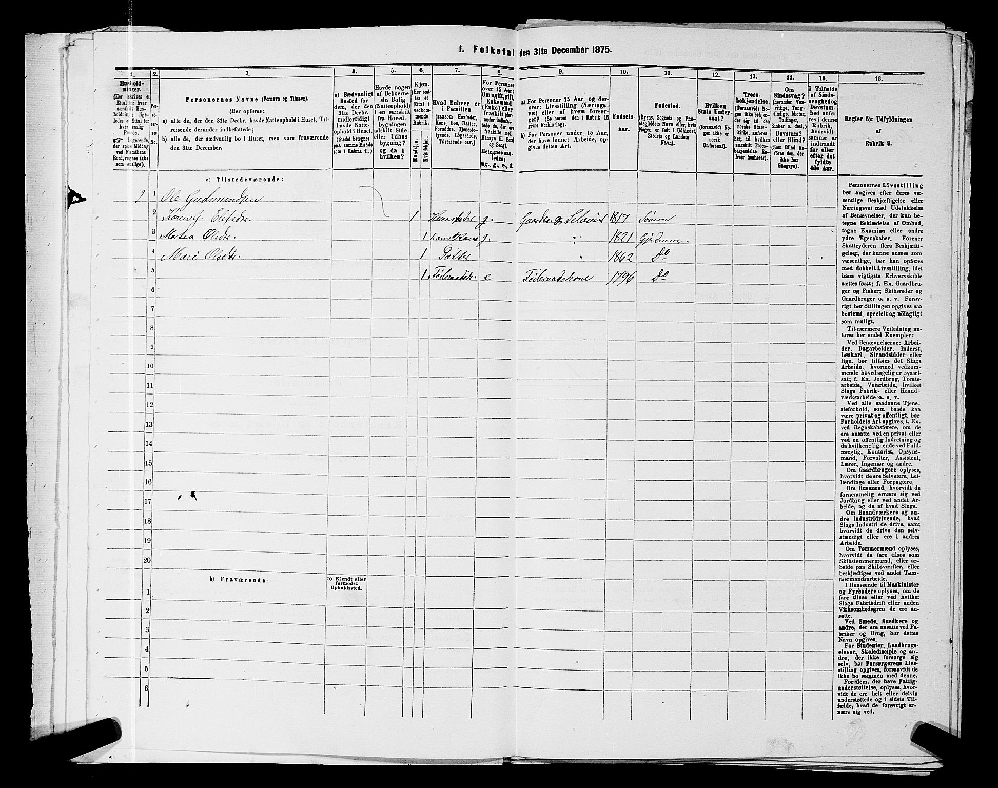 RA, 1875 census for 0234P Gjerdrum, 1875, p. 167