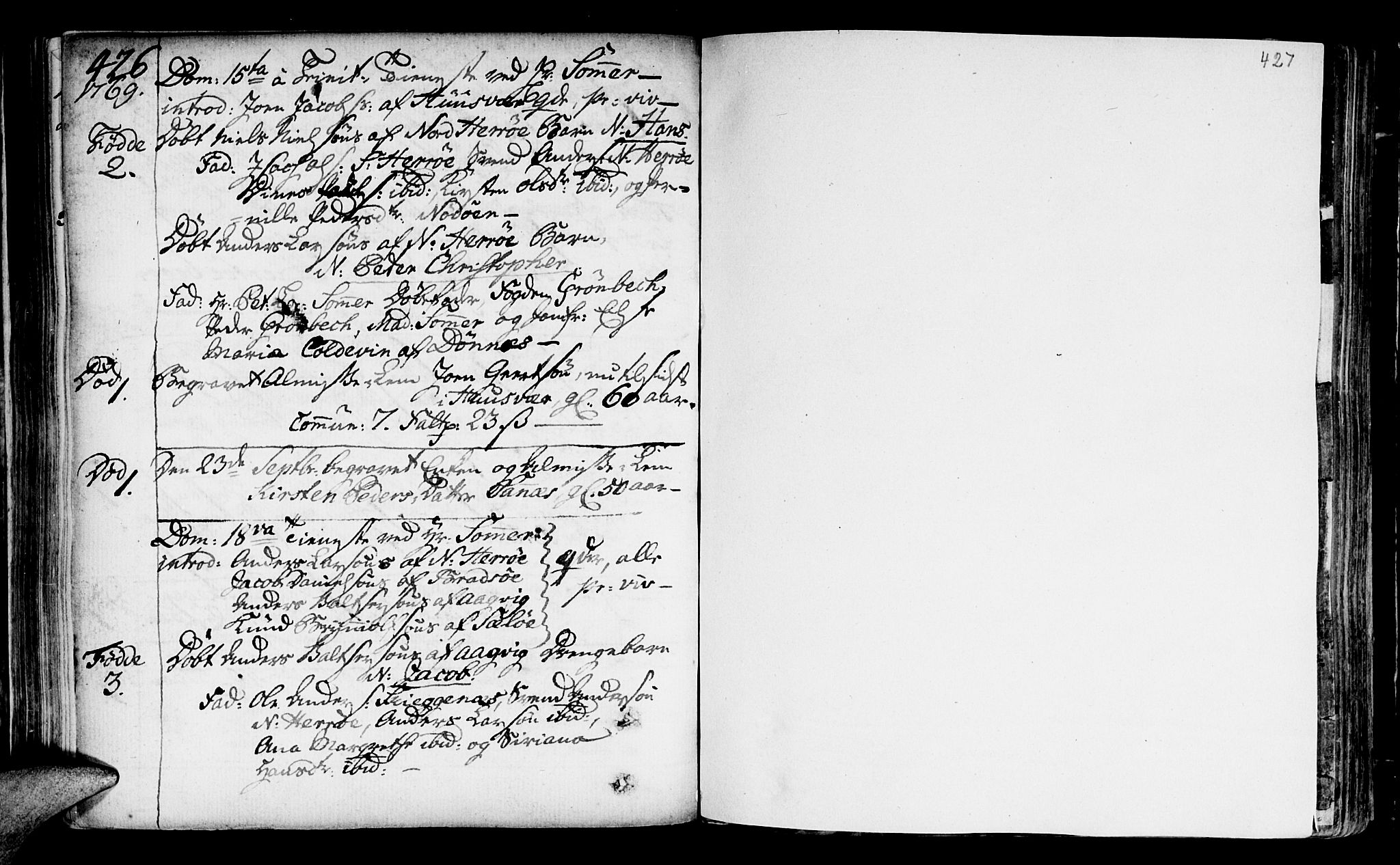 Ministerialprotokoller, klokkerbøker og fødselsregistre - Nordland, AV/SAT-A-1459/817/L0260: Parish register (official) no. 817A02 /2, 1768-1776, p. 426-427