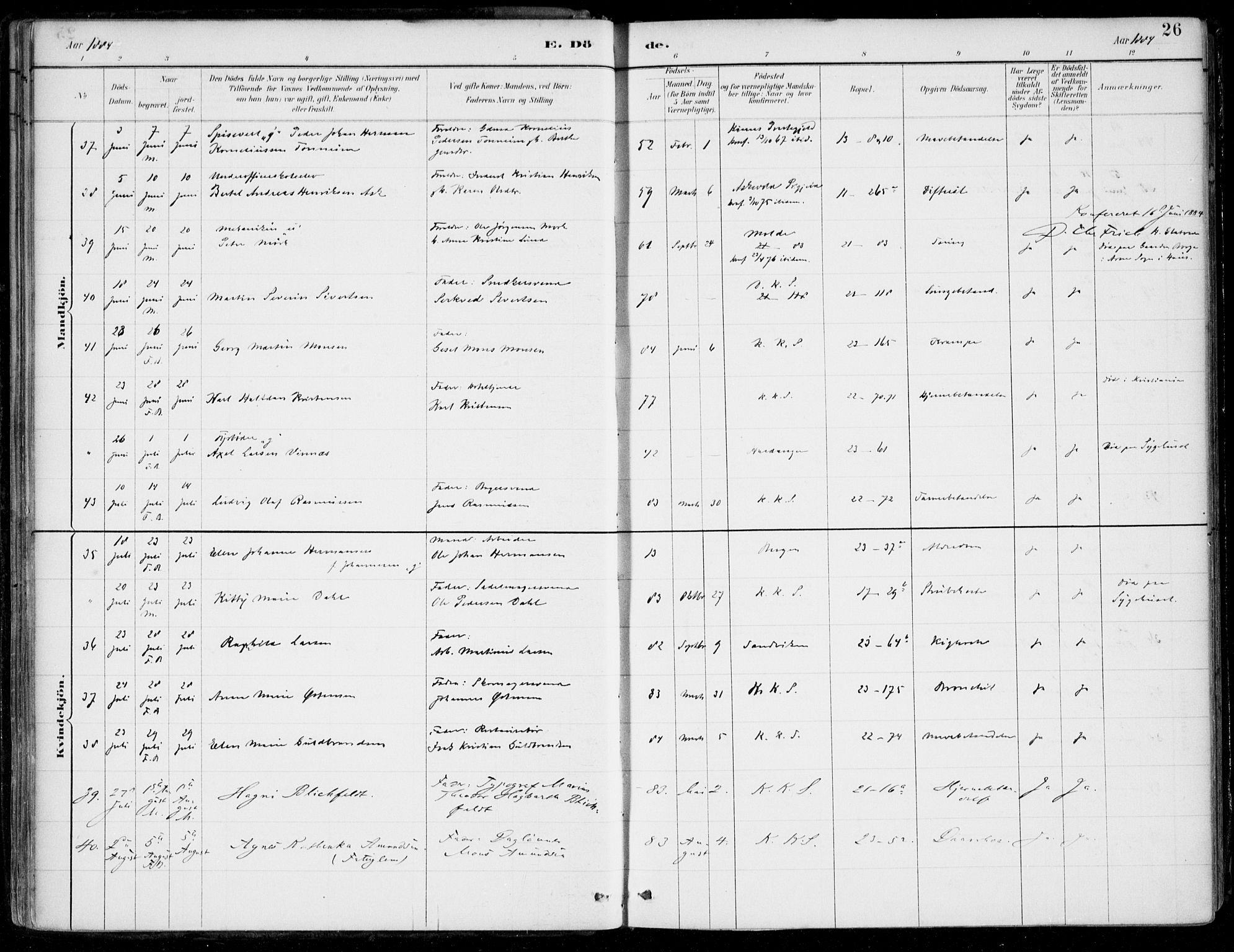 Korskirken sokneprestembete, AV/SAB-A-76101/H/Hab: Parish register (copy) no. E 4, 1884-1910, p. 26