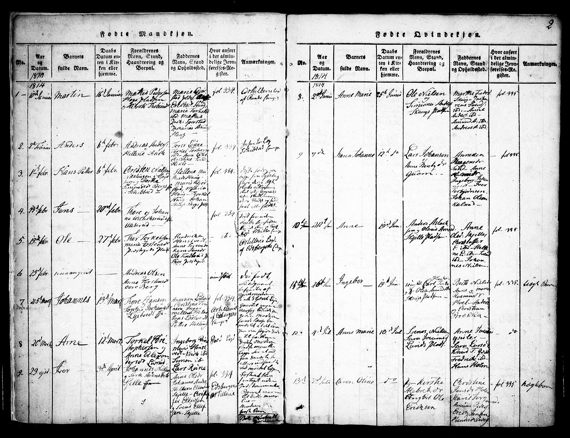 Skiptvet prestekontor Kirkebøker, AV/SAO-A-20009/F/Fa/L0005: Parish register (official) no. 5, 1814-1838, p. 2