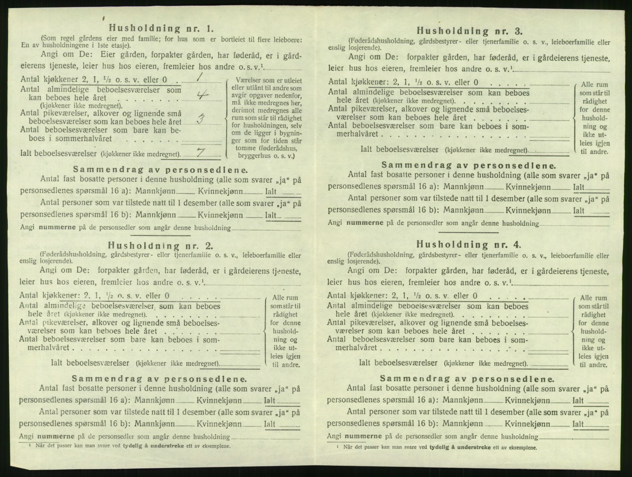 SAT, 1920 census for Nesna, 1920, p. 1186