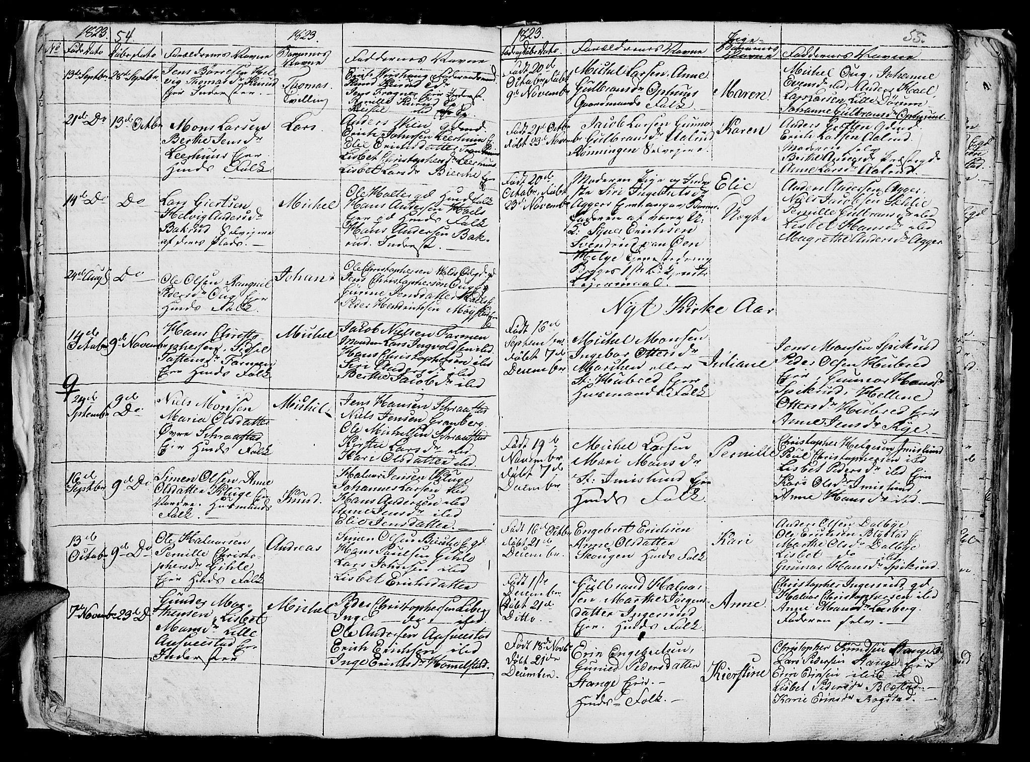 Vang prestekontor, Hedmark, SAH/PREST-008/H/Ha/Hab/L0006: Parish register (copy) no. 6, 1819-1832, p. 54-55