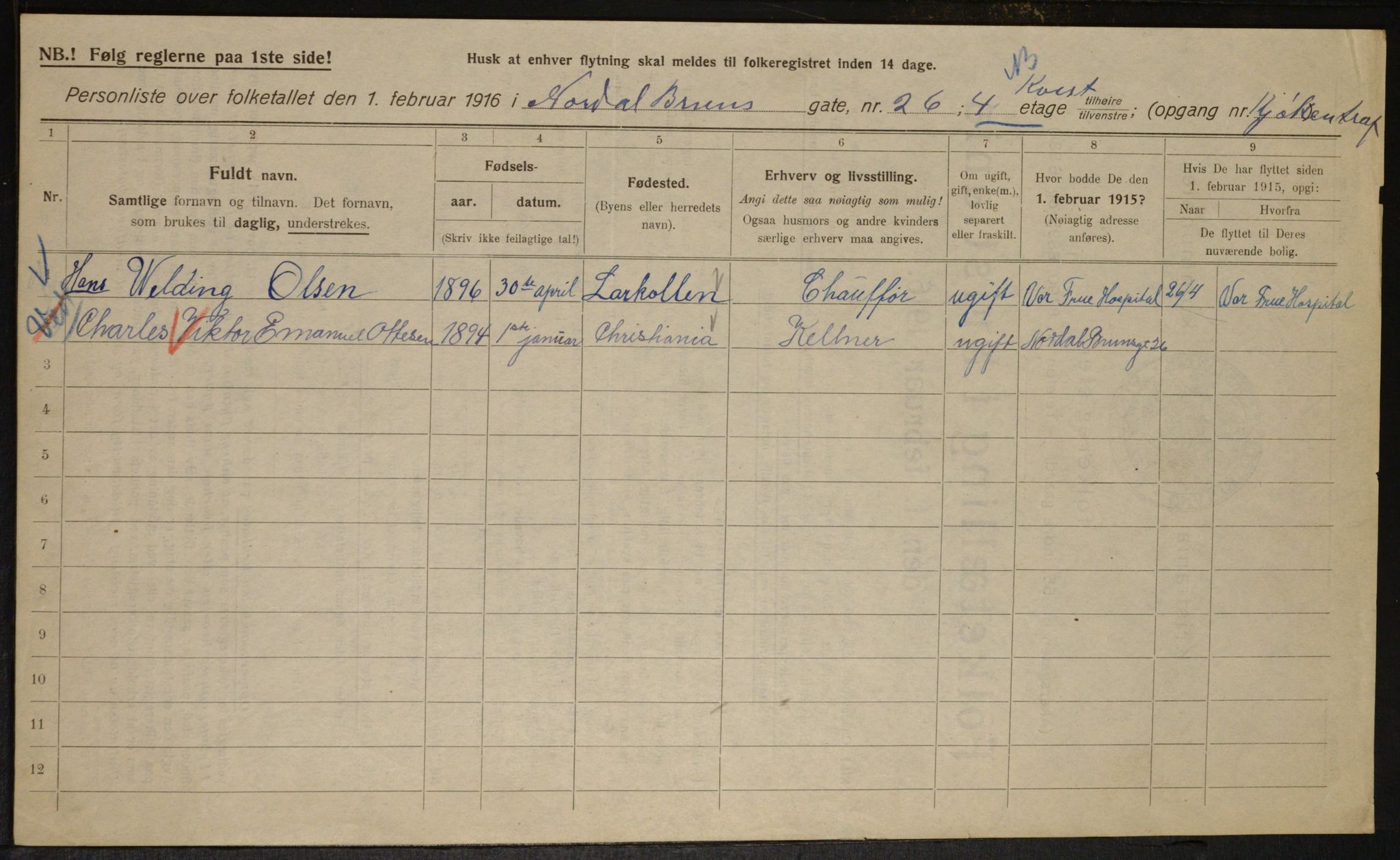 OBA, Municipal Census 1916 for Kristiania, 1916, p. 74179