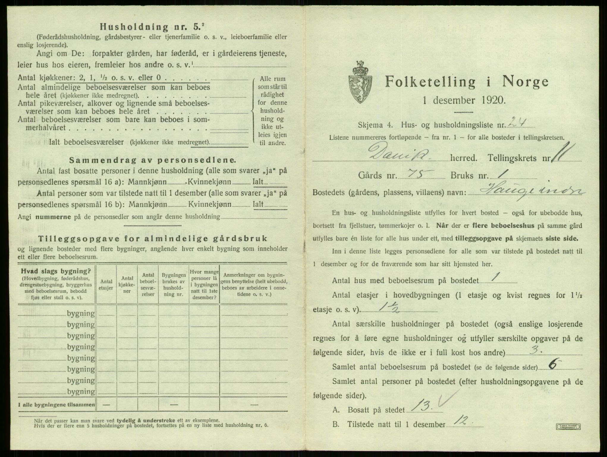 SAB, 1920 census for Davik, 1920, p. 778