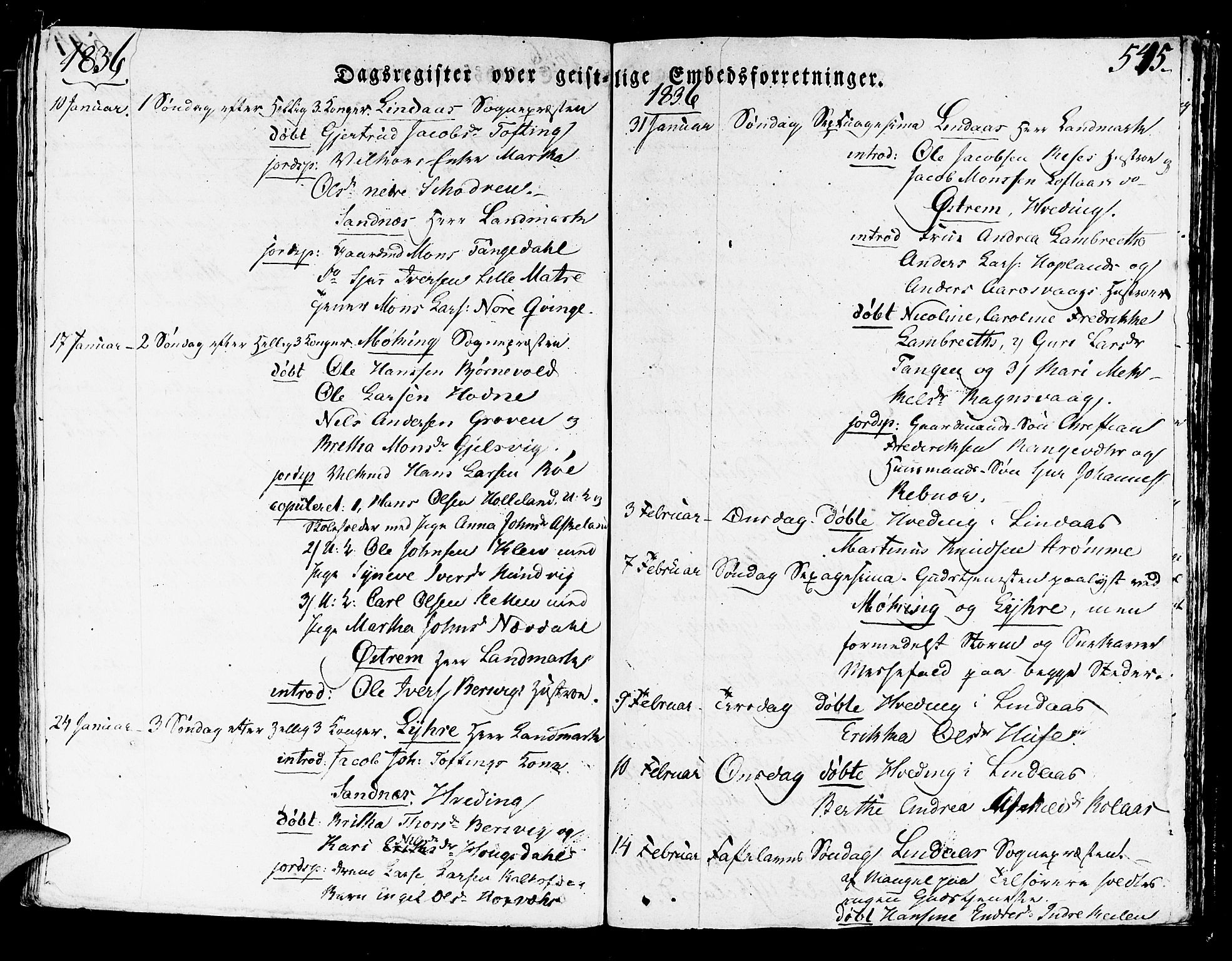 Lindås Sokneprestembete, SAB/A-76701/H/Haa: Parish register (official) no. A 8, 1823-1836, p. 545