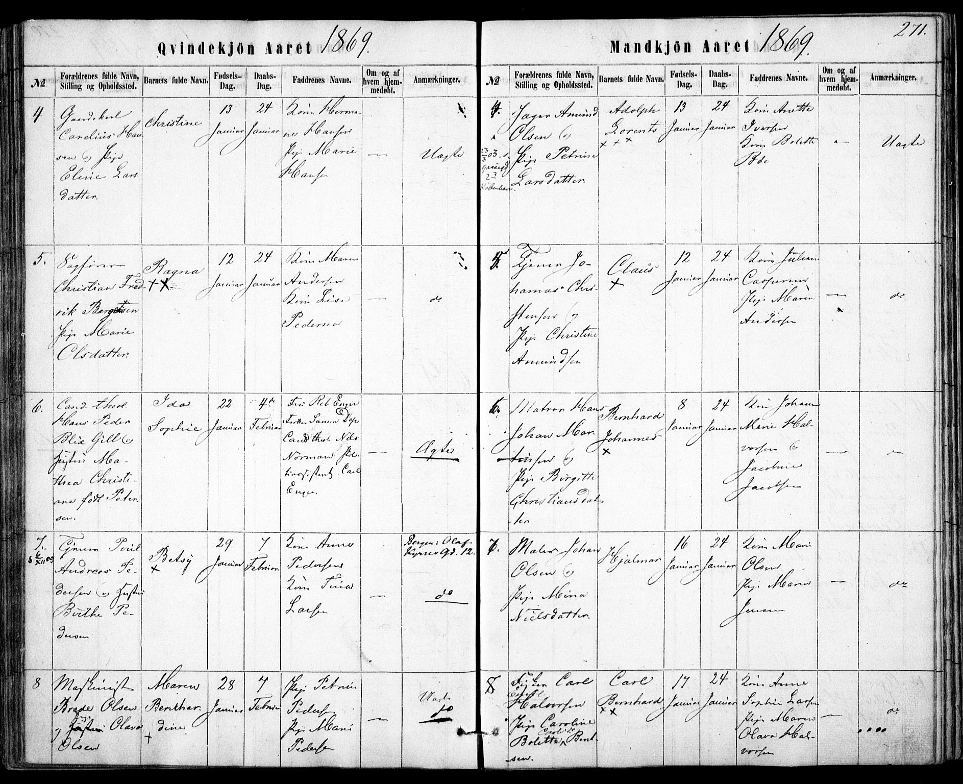 Rikshospitalet prestekontor Kirkebøker, AV/SAO-A-10309b/F/L0004: Parish register (official) no. 4, 1853-1870, p. 271