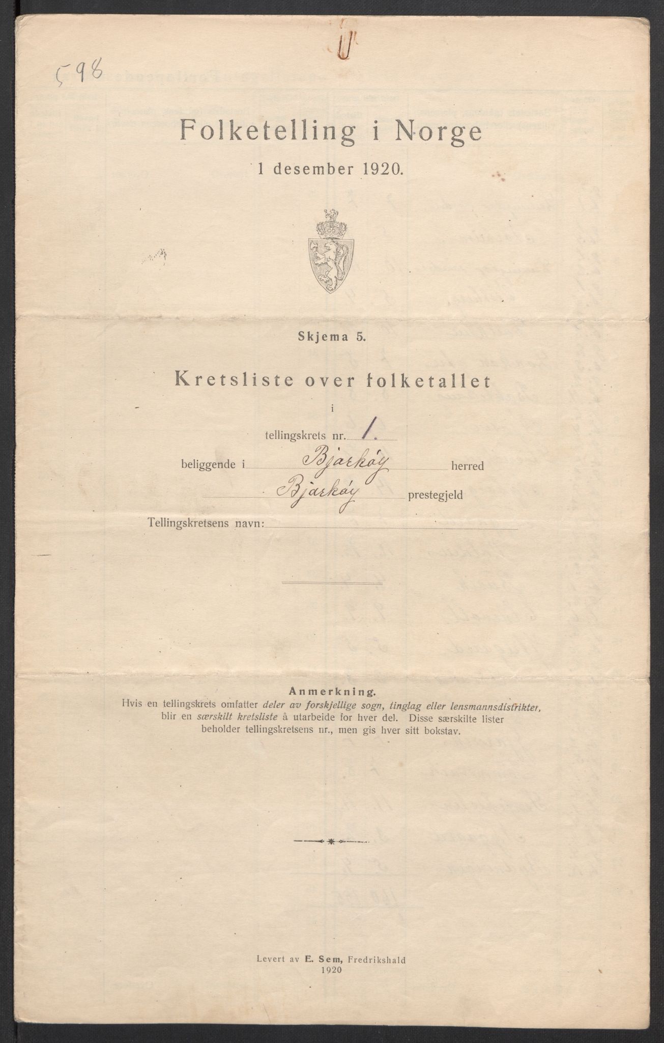 SATØ, 1920 census for Bjarkøy, 1920, p. 7