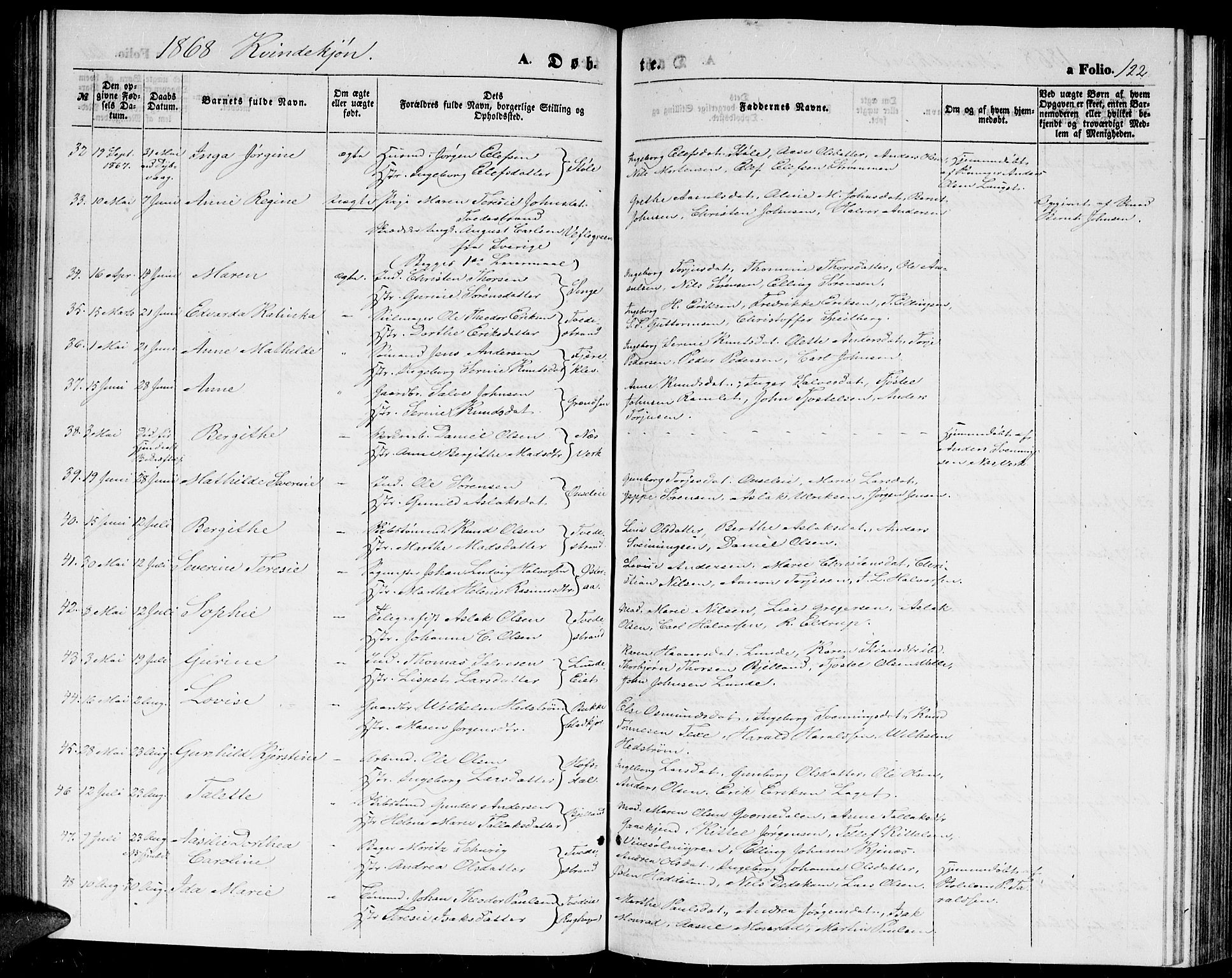 Holt sokneprestkontor, AV/SAK-1111-0021/F/Fb/L0008: Parish register (copy) no. B 8, 1858-1871, p. 122