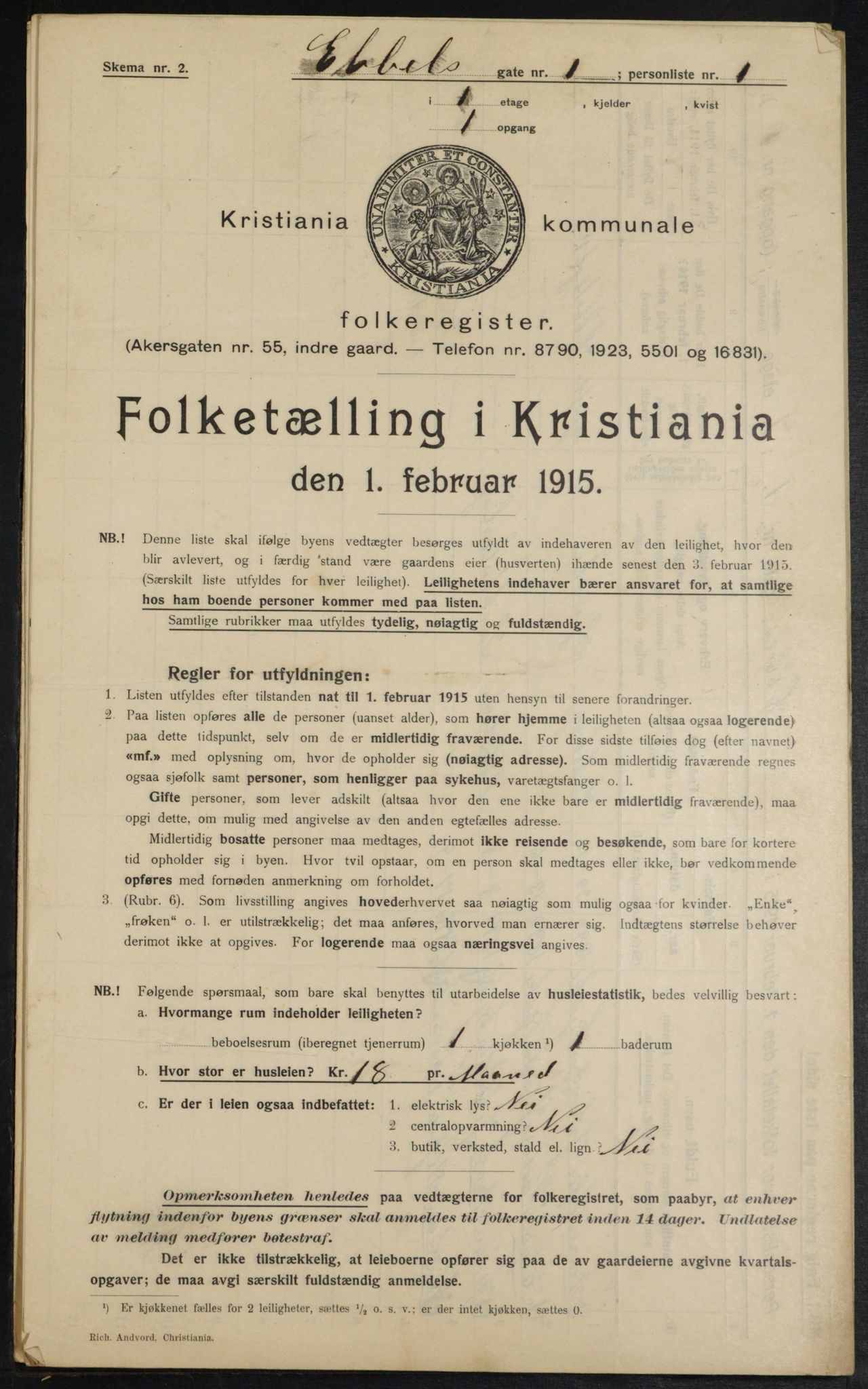 OBA, Municipal Census 1915 for Kristiania, 1915, p. 17549