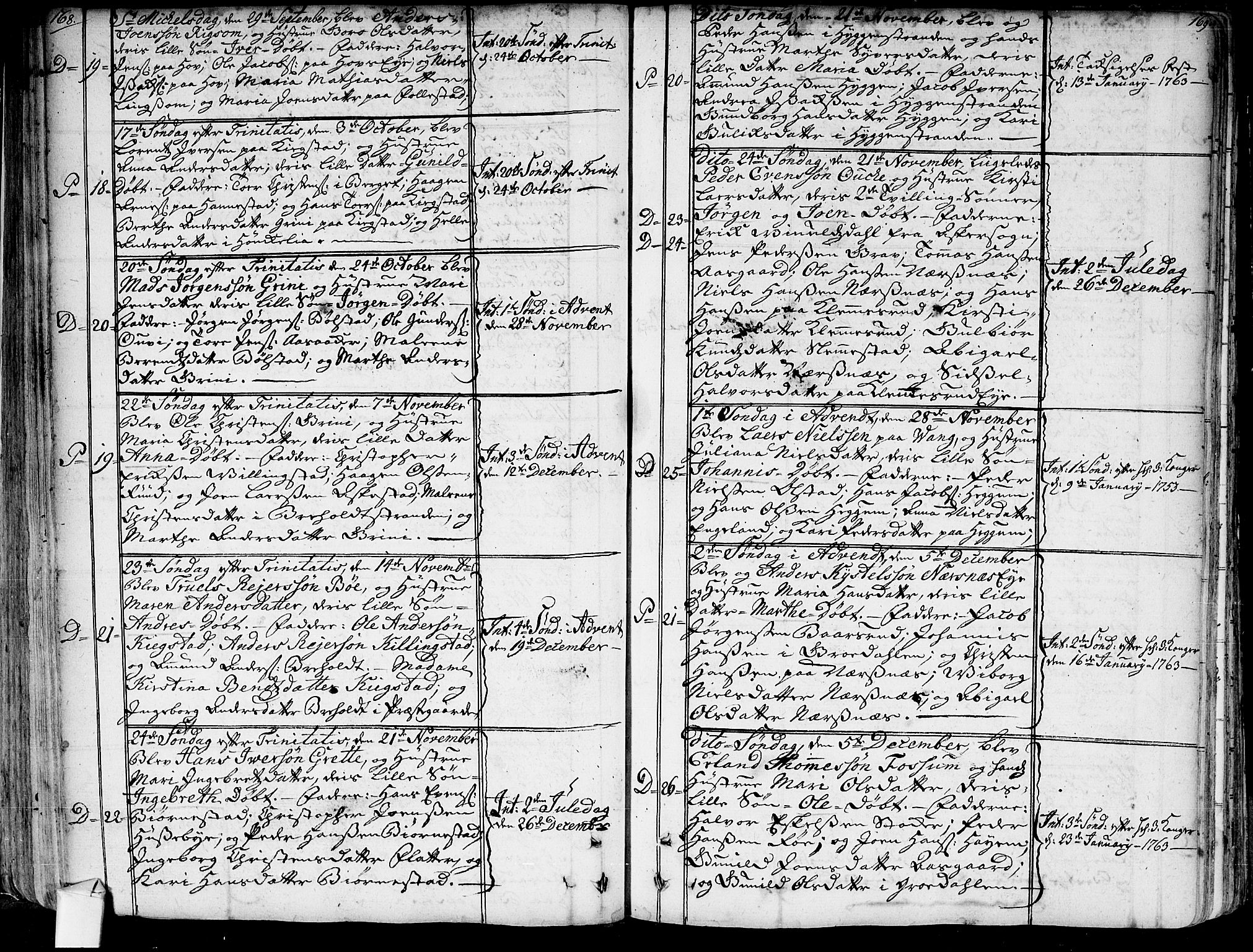 Røyken kirkebøker, SAKO/A-241/G/Ga/L0001: Parish register (copy) no. 1, 1740-1768, p. 168-169