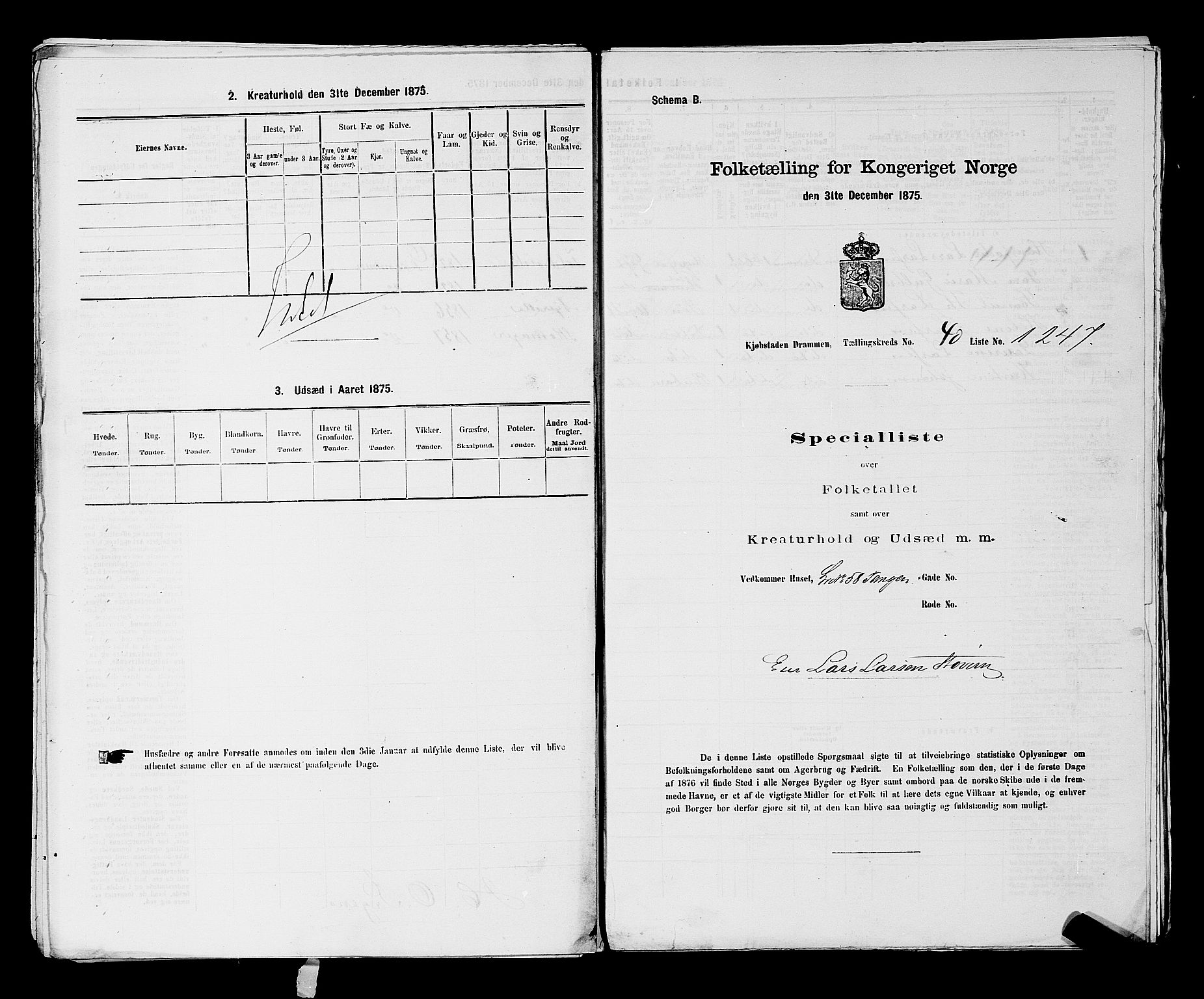 SAKO, 1875 census for 0602 Drammen, 1875, p. 3425