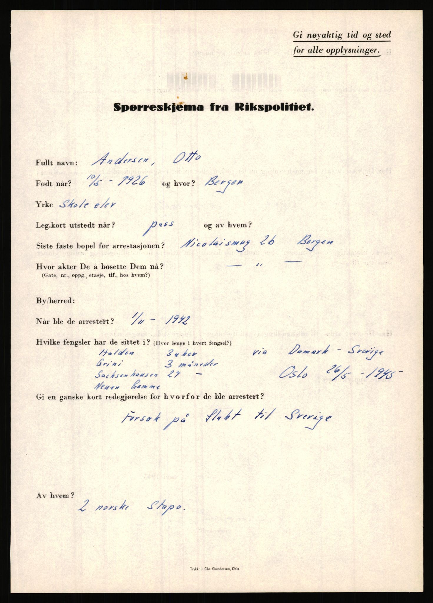 Rikspolitisjefen, AV/RA-S-1560/L/L0001: Abelseth, Rudolf - Berentsen, Odd, 1940-1945, p. 523