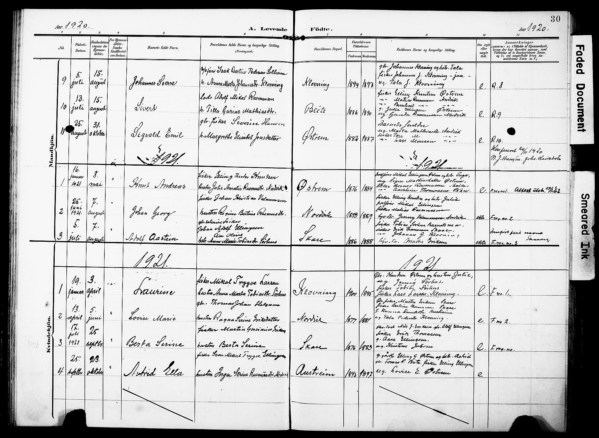 Torvastad sokneprestkontor, SAST/A -101857/H/Ha/Haa/L0018: Parish register (official) no. A 17, 1903-1925, p. 30