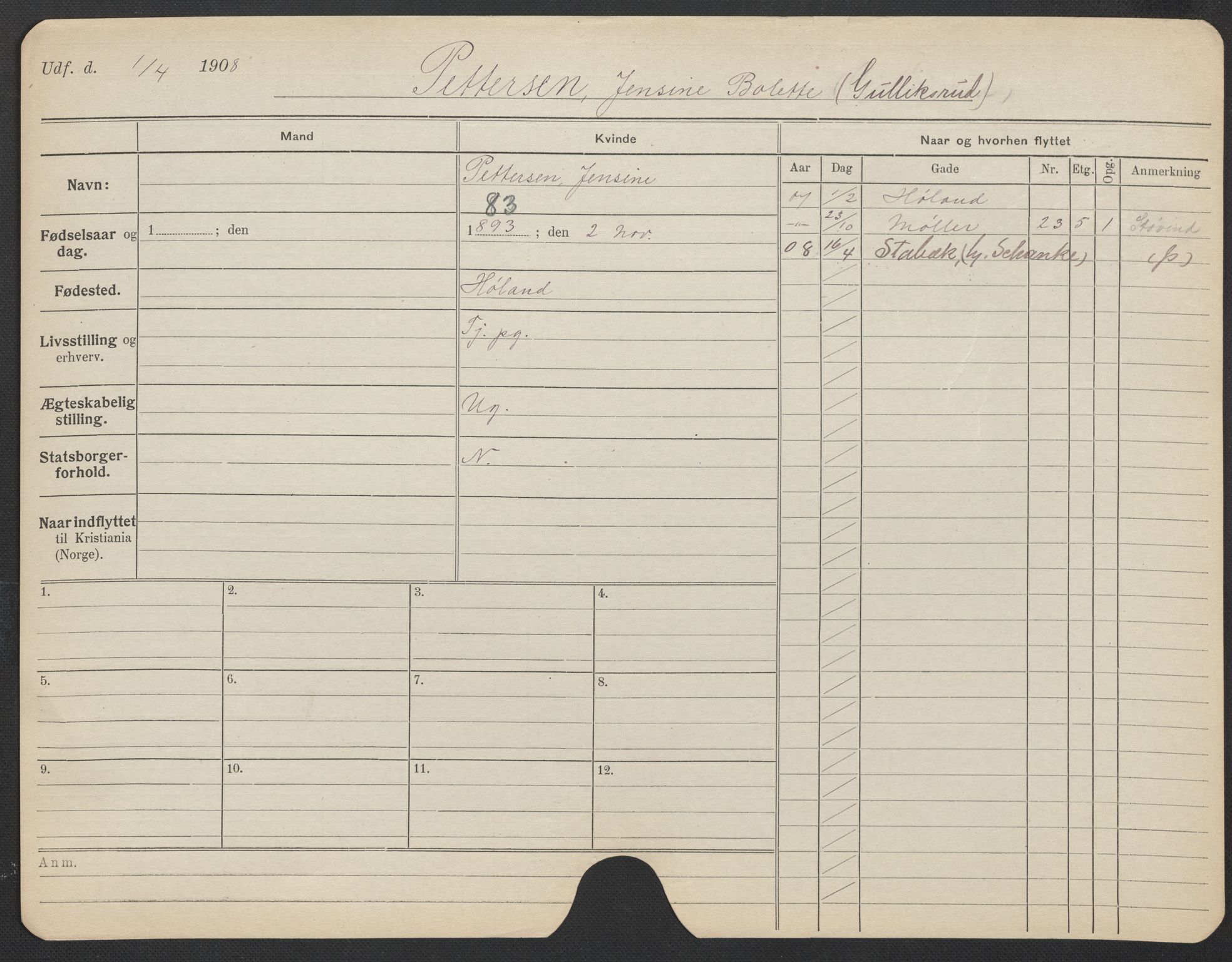 Oslo folkeregister, Registerkort, AV/SAO-A-11715/F/Fa/Fac/L0022: Kvinner, 1906-1914, p. 978a