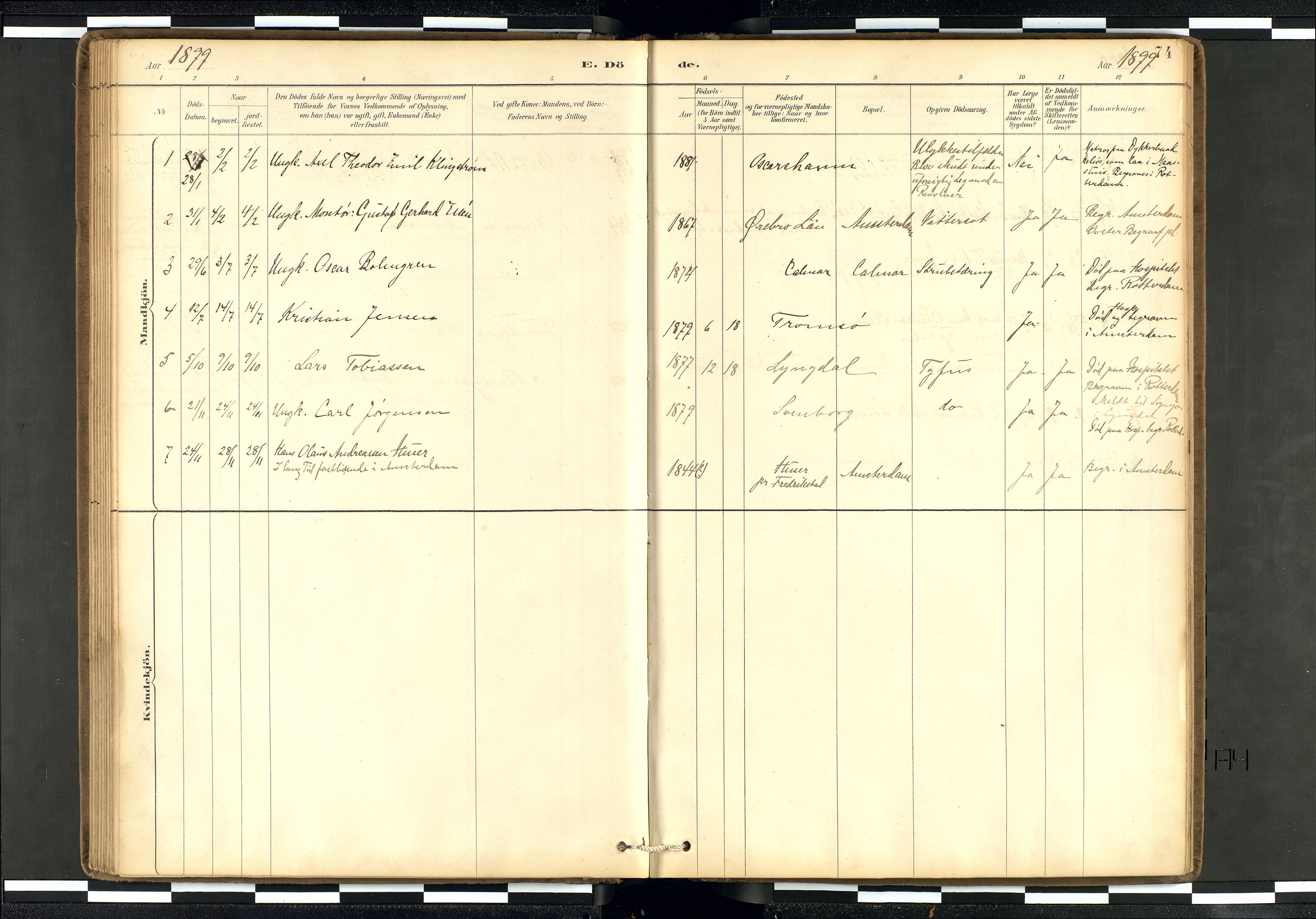 Den norske sjømannsmisjon i utlandet/Hollandske havner (Amsterdam-Rotterdam-Europort), AV/SAB-SAB/PA-0106/H/Ha/Haa/L0002: Parish register (official) no. A 2, 1887-1907, p. 73b-74a