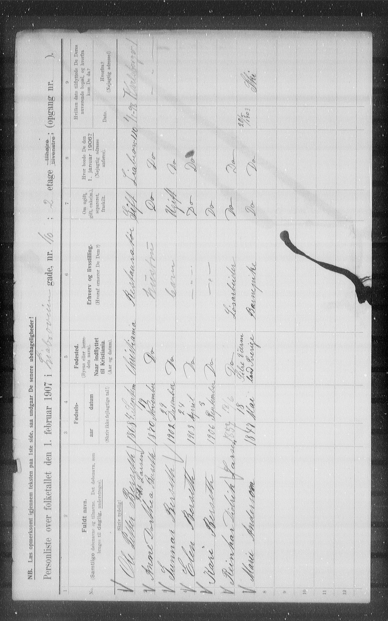 OBA, Municipal Census 1907 for Kristiania, 1907, p. 29595