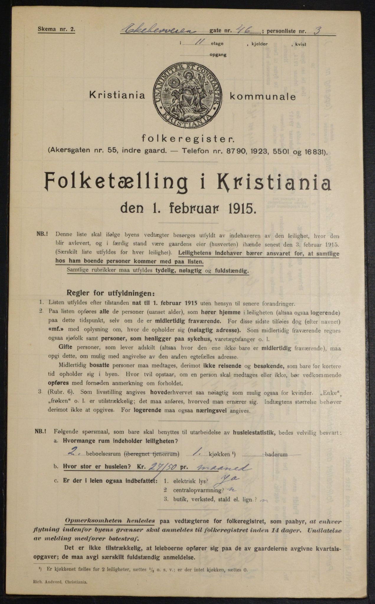 OBA, Municipal Census 1915 for Kristiania, 1915, p. 19980