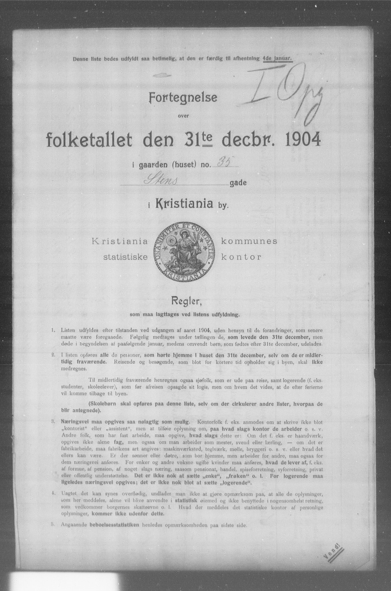 OBA, Municipal Census 1904 for Kristiania, 1904, p. 19314