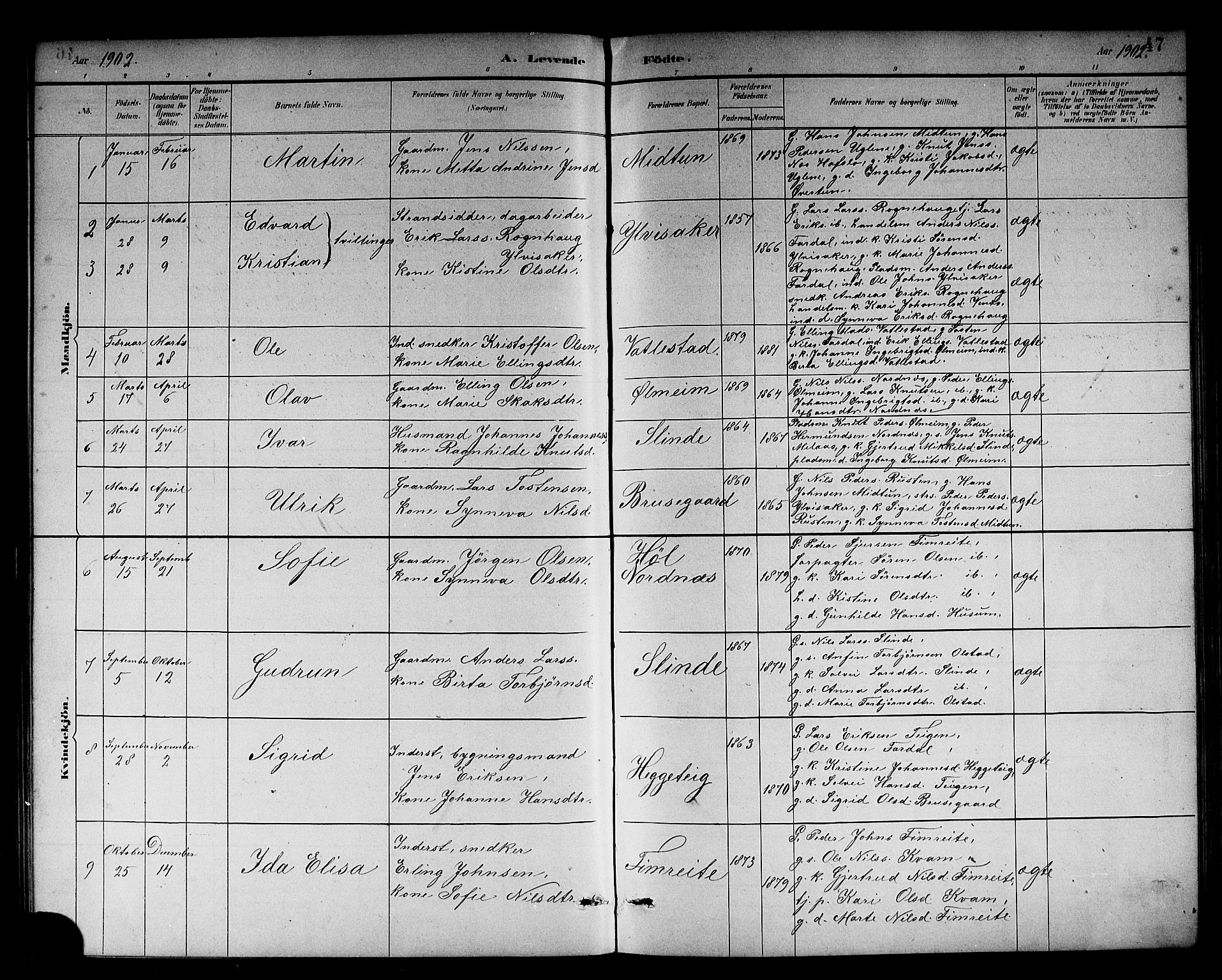 Sogndal sokneprestembete, AV/SAB-A-81301/H/Hab/Habc/L0002: Parish register (copy) no. C 2, 1884-1910, p. 47