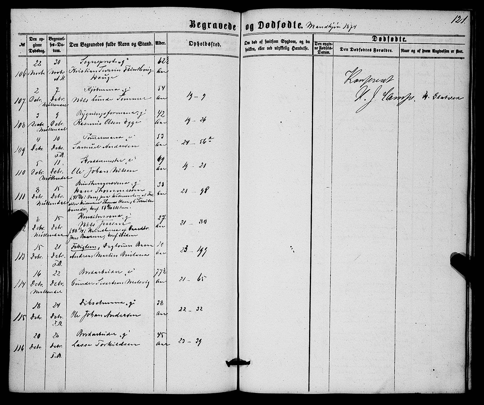 Korskirken sokneprestembete, SAB/A-76101/H/Haa/L0045: Parish register (official) no. E 3, 1863-1875, p. 121