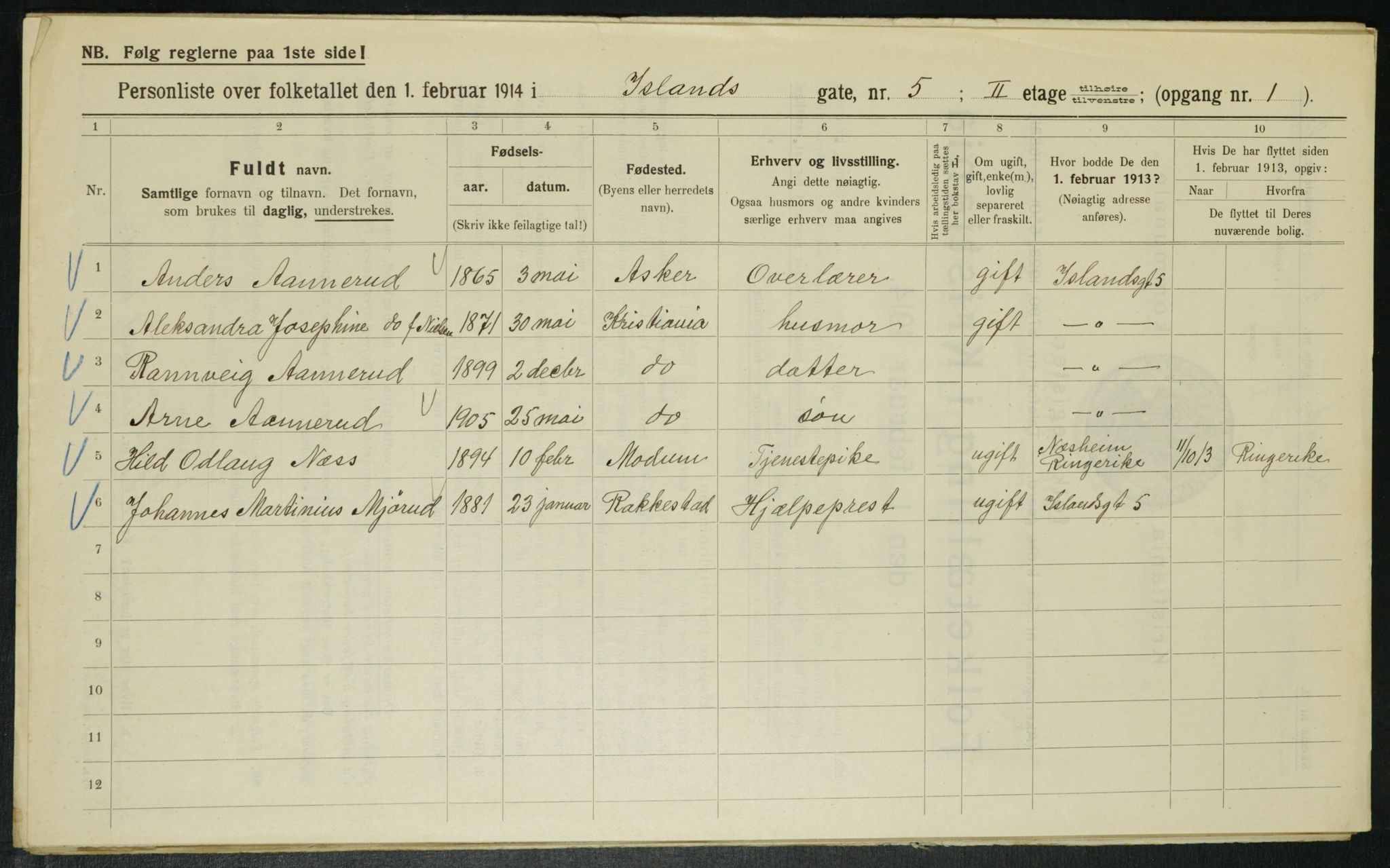 OBA, Municipal Census 1914 for Kristiania, 1914, p. 44507