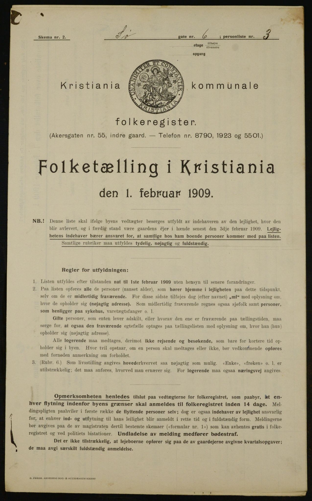 OBA, Municipal Census 1909 for Kristiania, 1909, p. 96195