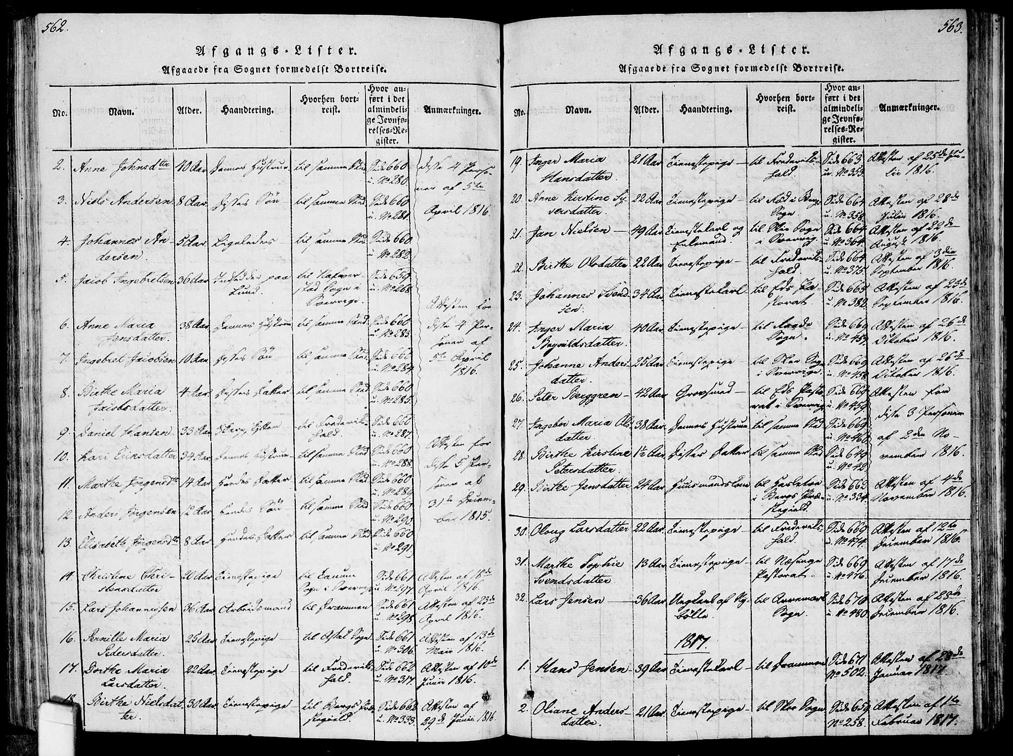 Idd prestekontor Kirkebøker, AV/SAO-A-10911/F/Fc/L0002: Parish register (official) no. III 2, 1815-1831, p. 562-563