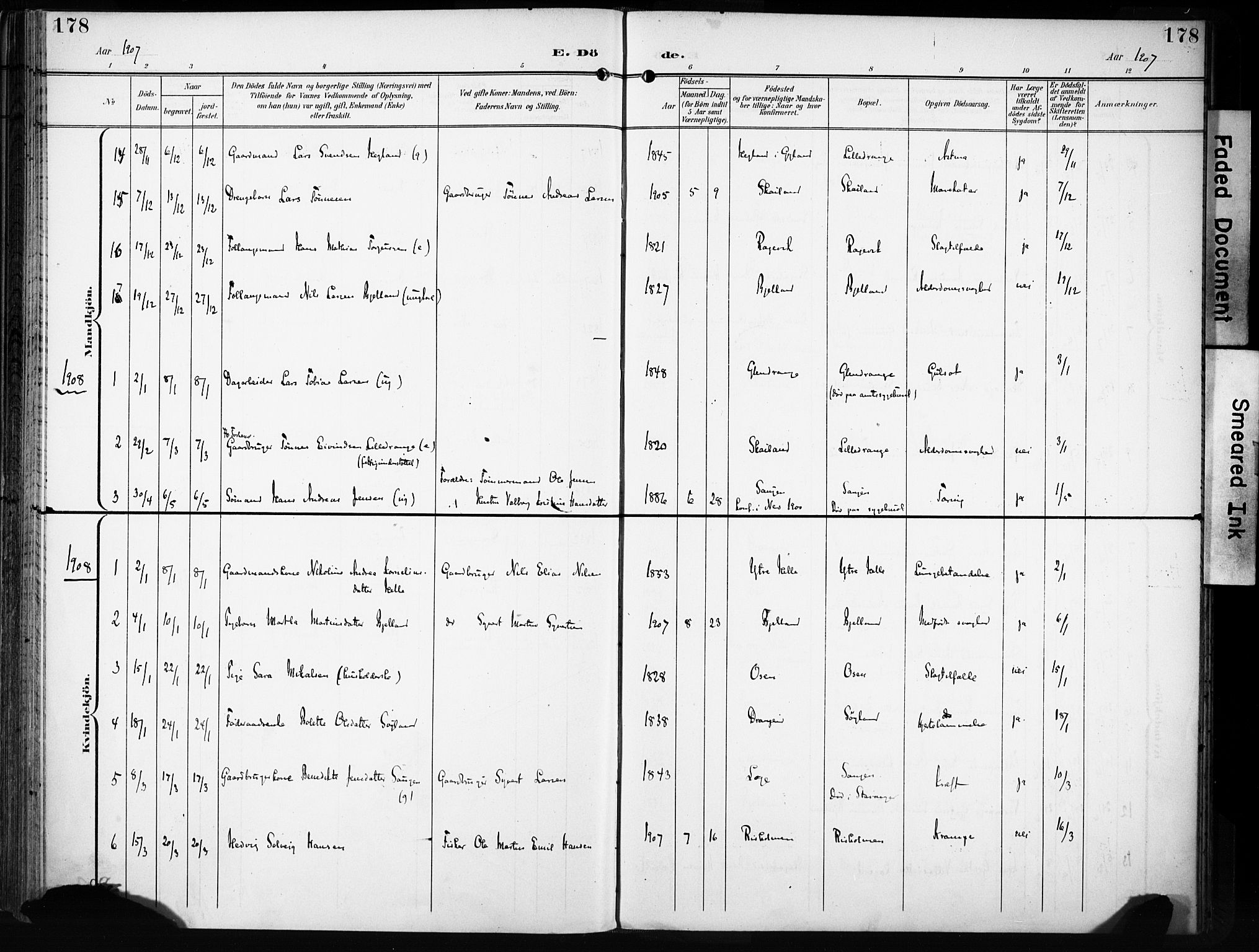 Flekkefjord sokneprestkontor, AV/SAK-1111-0012/F/Fa/Fac/L0009: Parish register (official) no. A 9, 1899-1909, p. 178