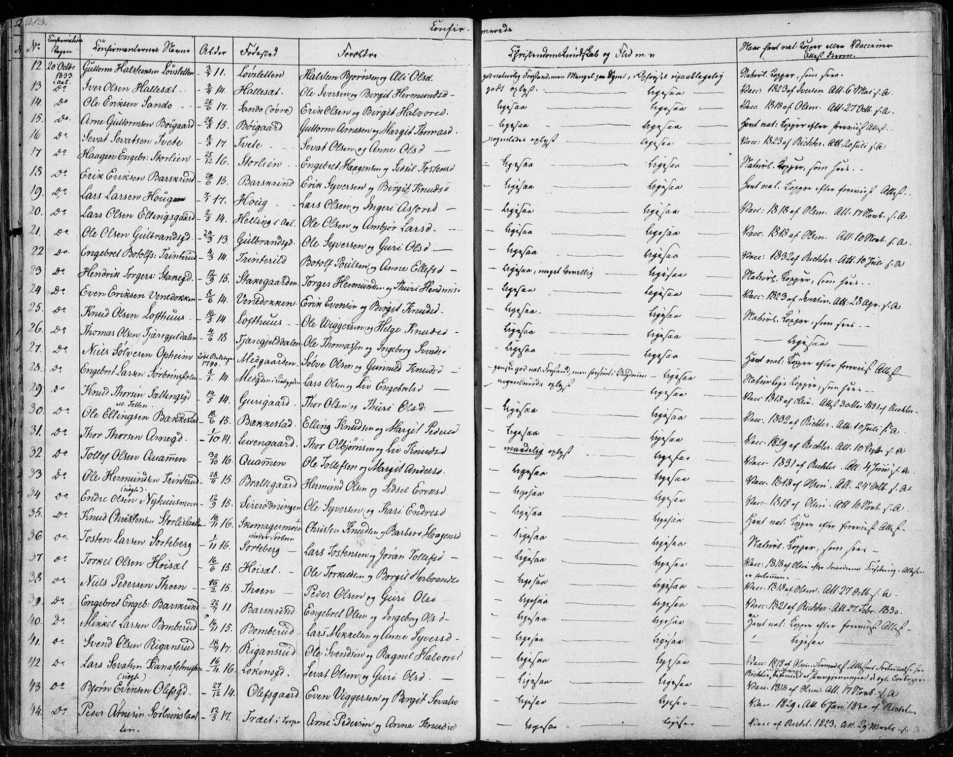 Ål kirkebøker, SAKO/A-249/F/Fa/L0005: Parish register (official) no. I 5, 1825-1848, p. 213