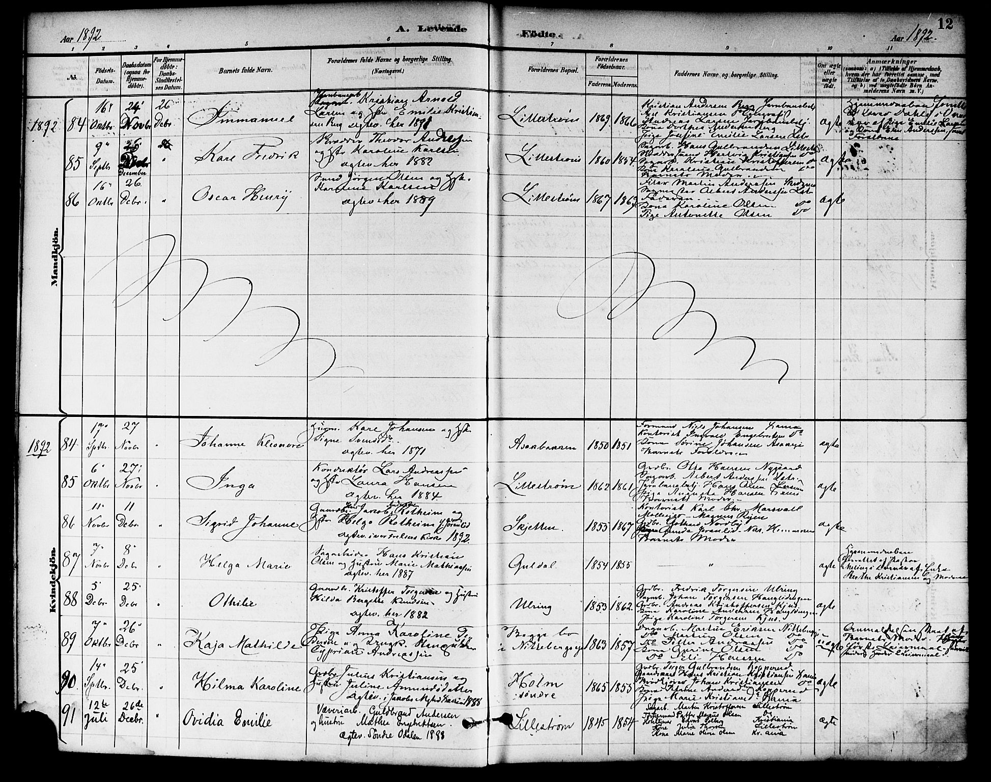 Skedsmo prestekontor Kirkebøker, SAO/A-10033a/F/Fa/L0014: Parish register (official) no. I 14, 1892-1901, p. 12