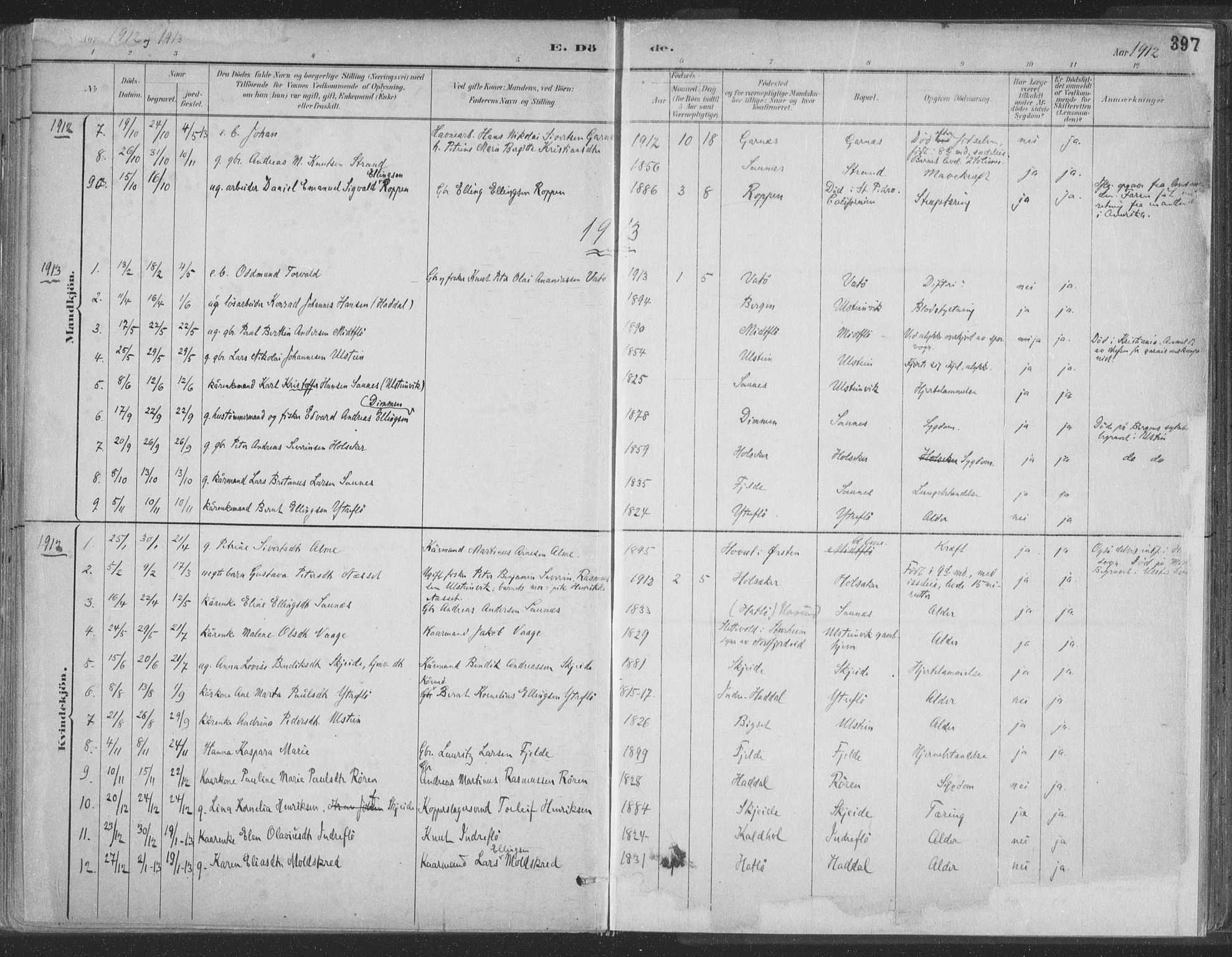 Ministerialprotokoller, klokkerbøker og fødselsregistre - Møre og Romsdal, AV/SAT-A-1454/509/L0106: Parish register (official) no. 509A04, 1883-1922, p. 397